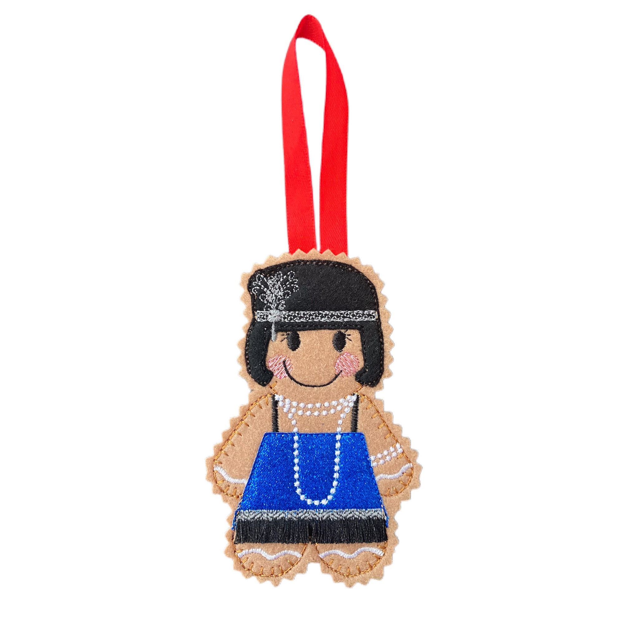 1920s Flapper Girl Gingerbread Man Felt Decoration