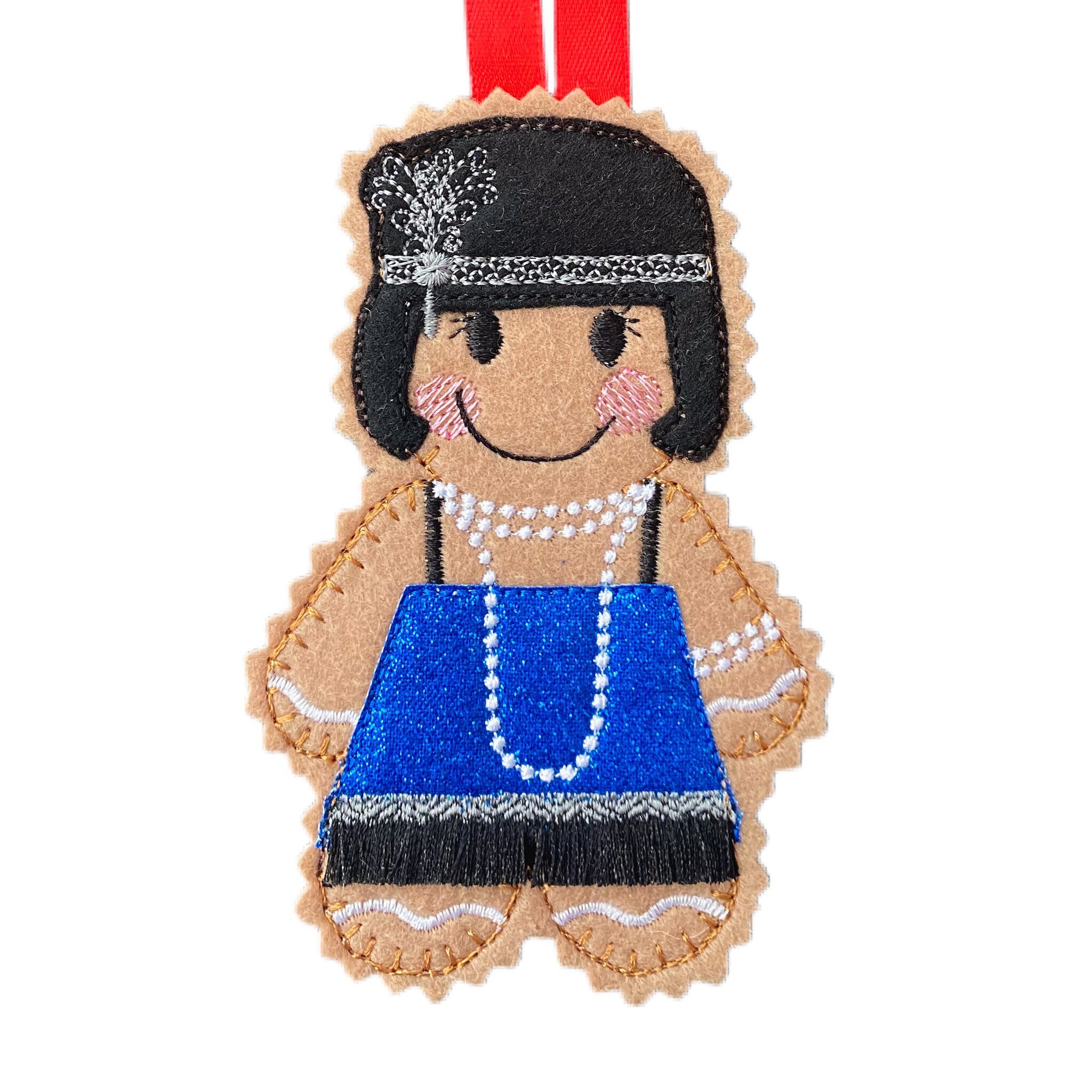 1920s Flapper Girl Gingerbread Man Felt Decoration — image 2