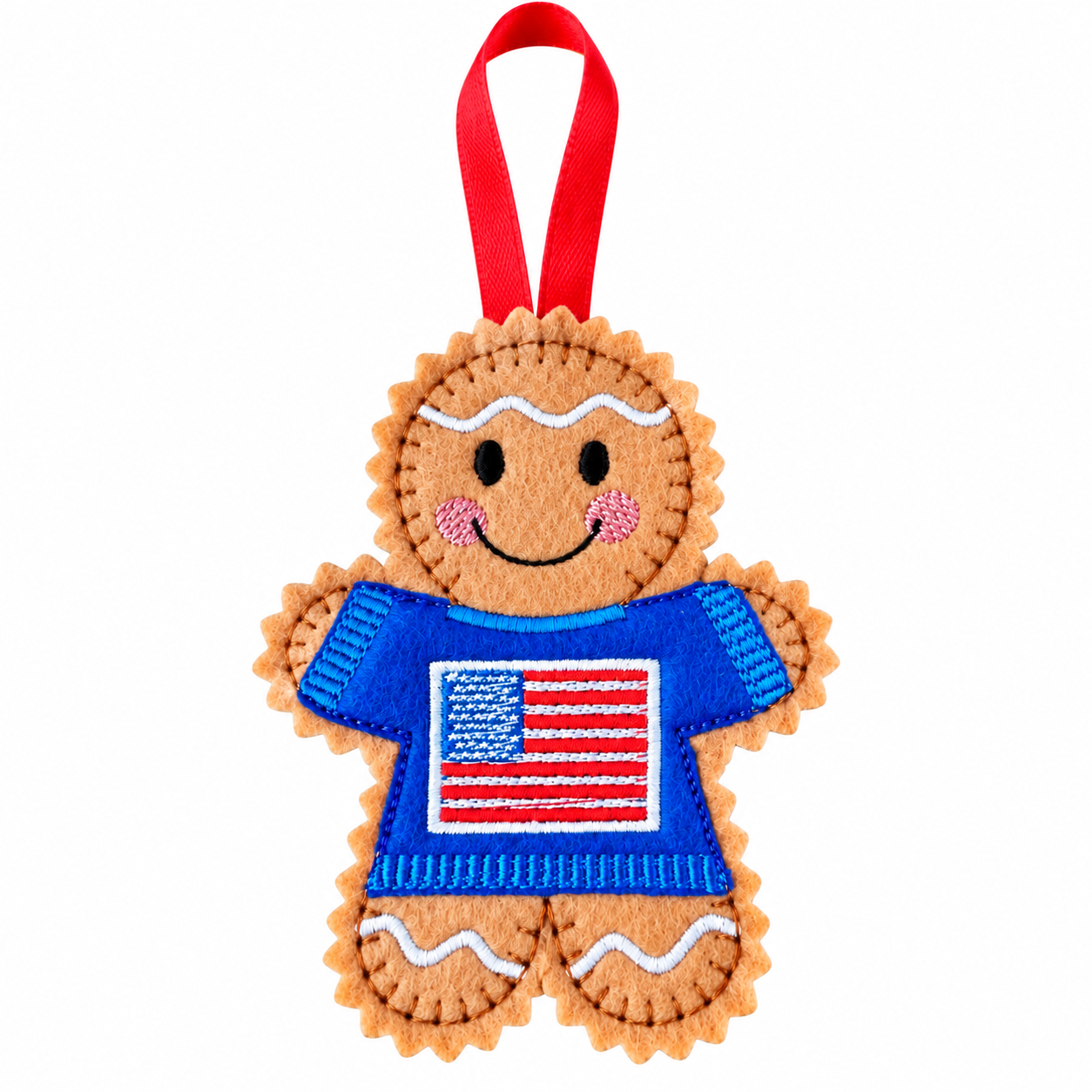 American Flag Felt Gingerbread Handmade Christmas Decoration