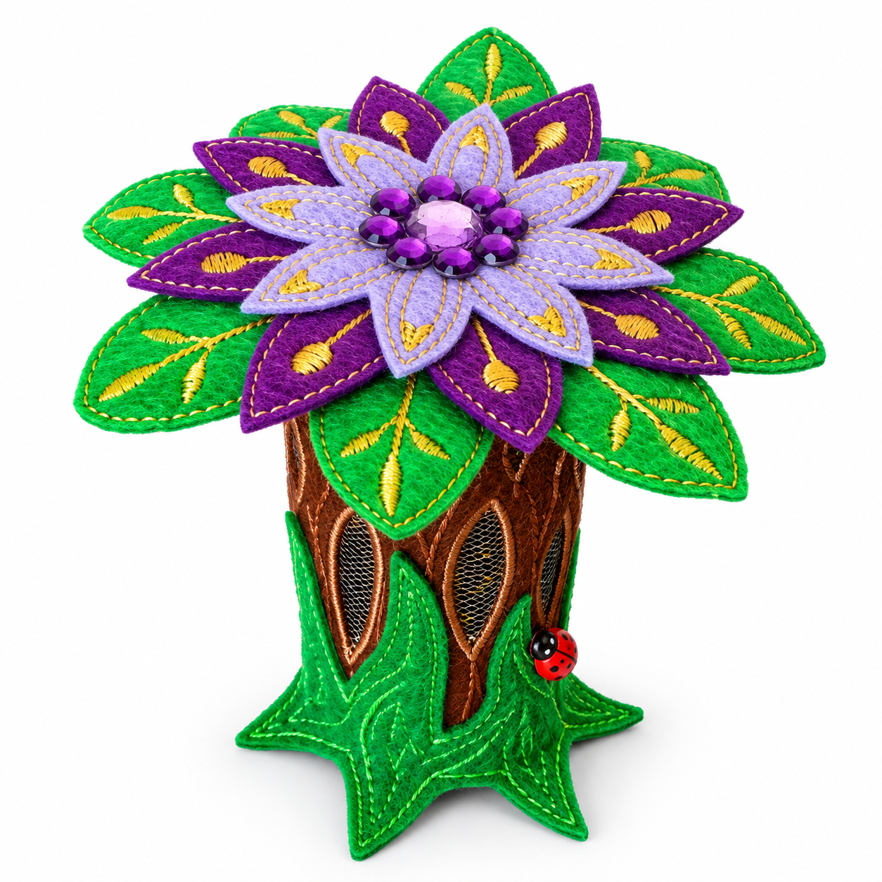 Amethyst Blossom Felt Fairy Tree House Handmade Woodland Decoration — image 2