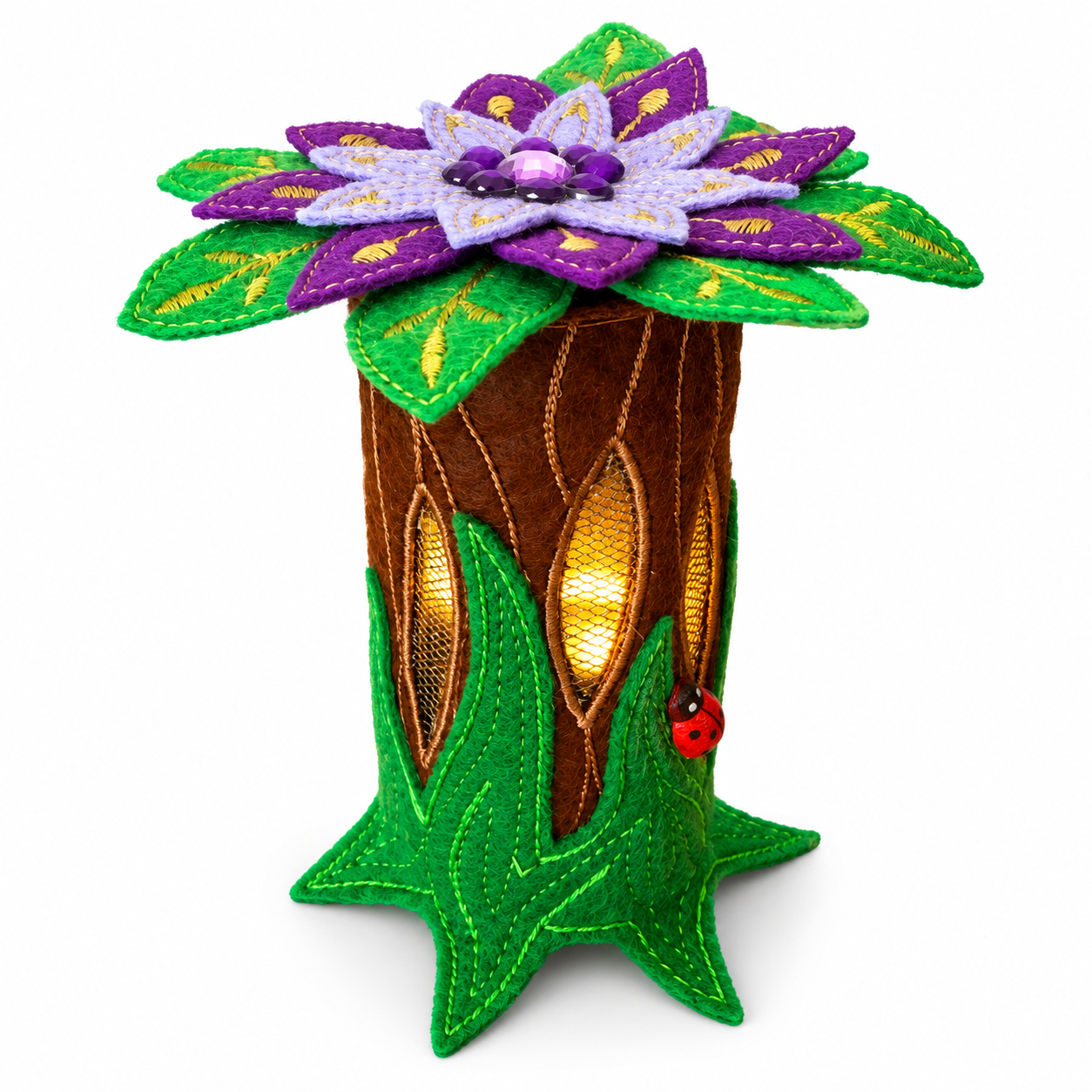 Amethyst Blossom Felt Fairy Tree House Handmade Woodland Decoration
