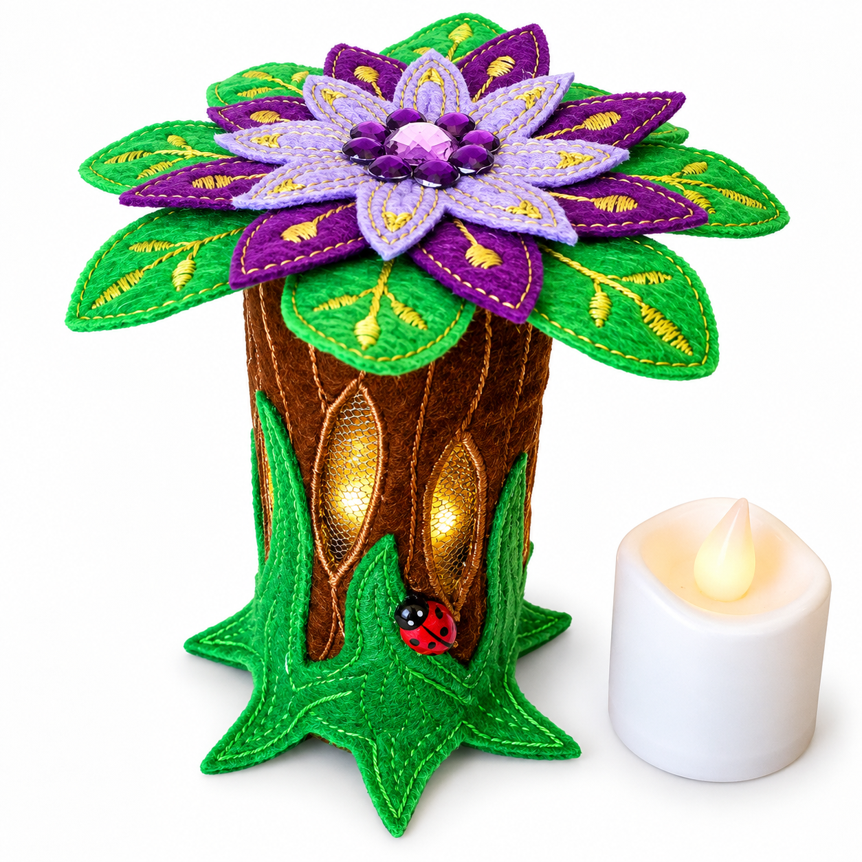 Amethyst Blossom Felt Fairy Tree House Handmade Woodland Decoration — image 3