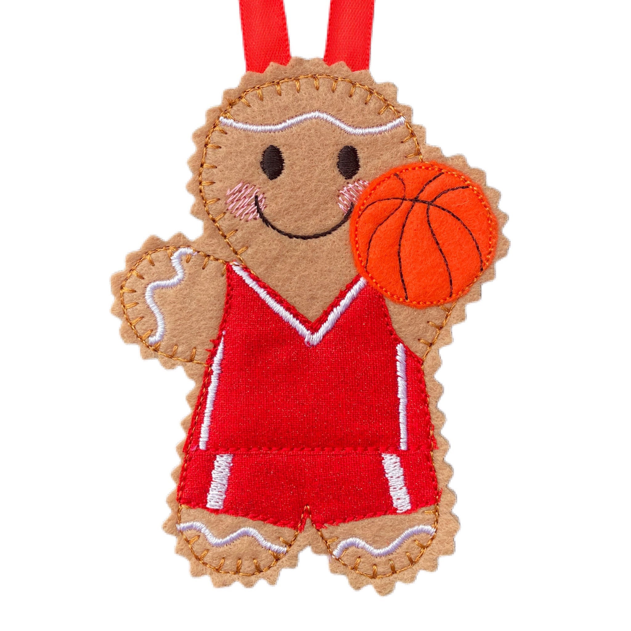 Basketball Gingerbread Man Felt Decoration — image 2