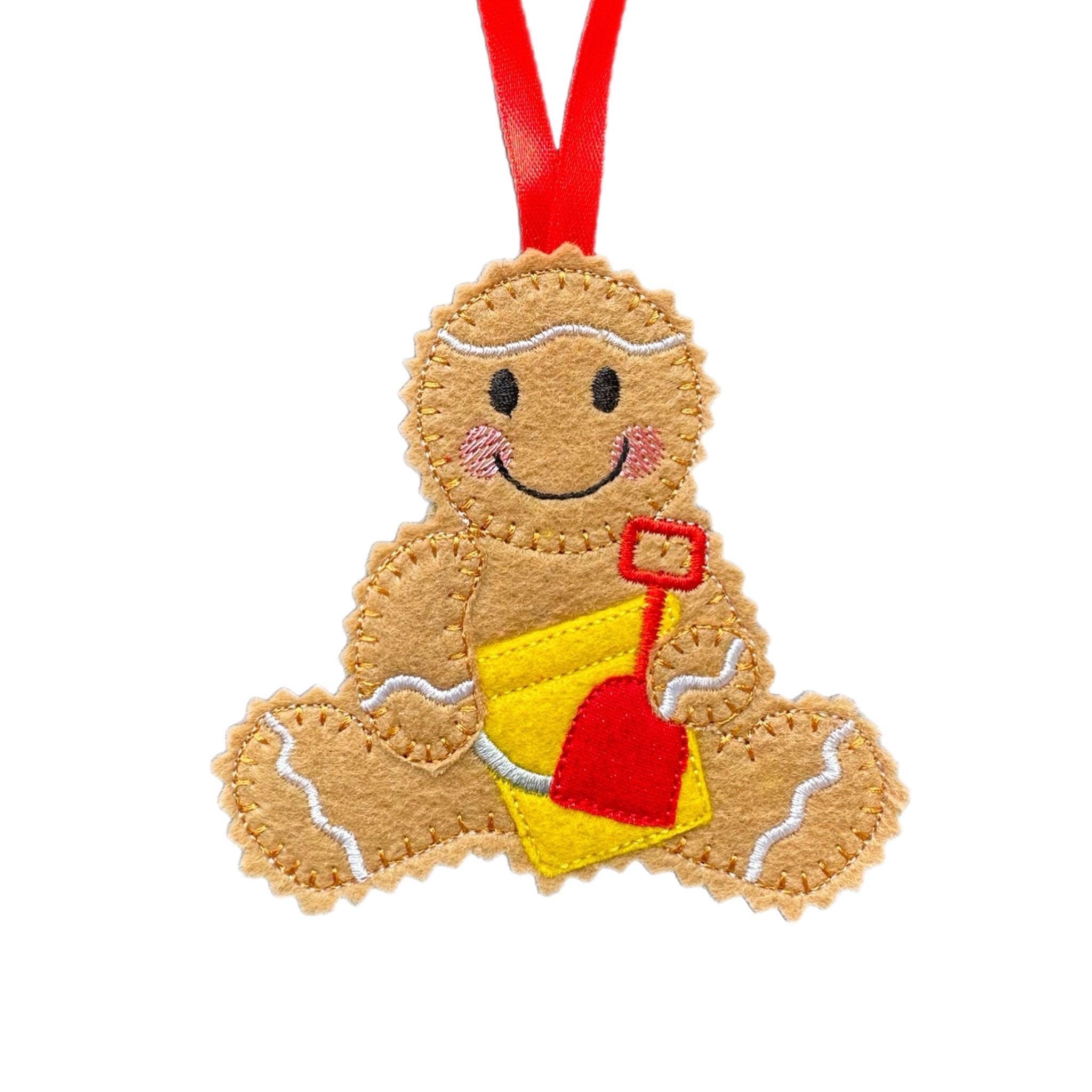 Beach Gingerbread Felt Ornament: Bucket & Spade Seaside Keepsake