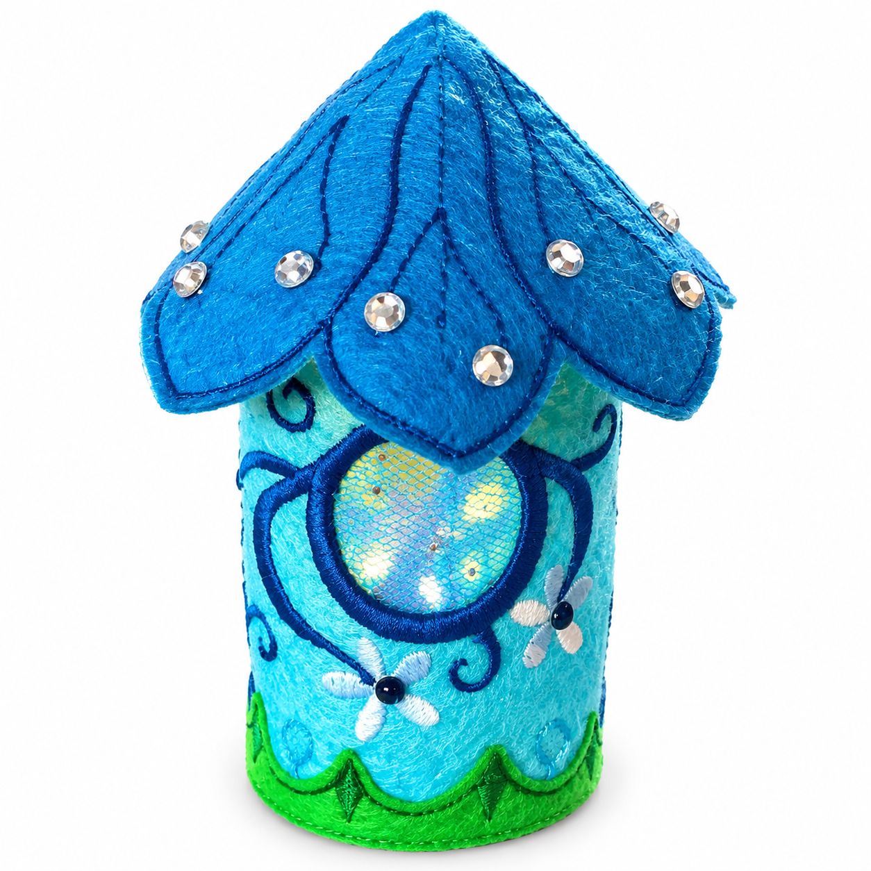 Blue Blossom Fairy House Handmade Felt LED Tealight Decoration — image 2