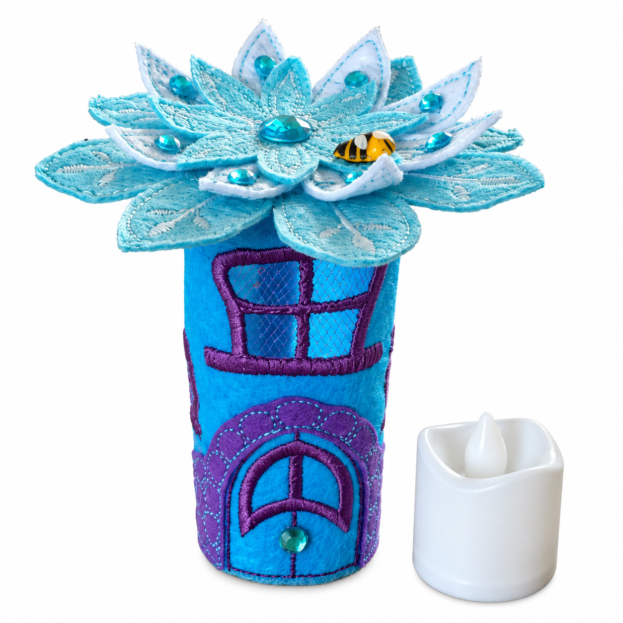 Bluebell Blossom Felt Fairy House Handmade Woodland Cottage Decoration — image 5