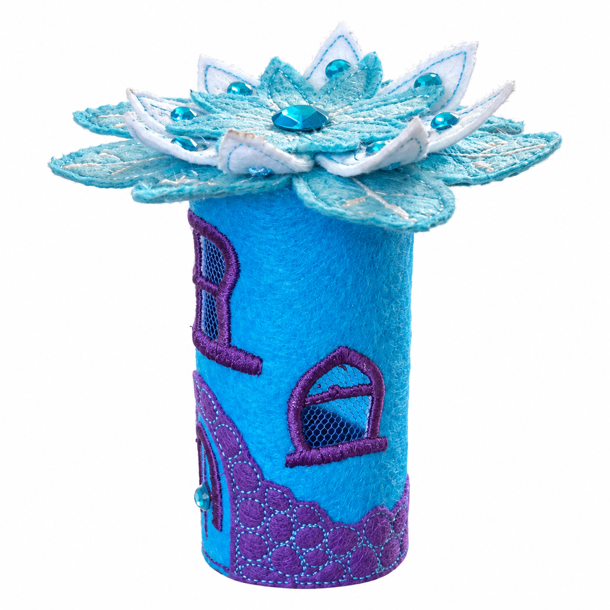 Bluebell Blossom Felt Fairy House Handmade Woodland Cottage Decoration — image 3