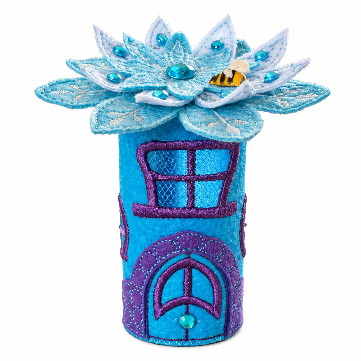 Bluebell Blossom Felt Fairy House Handmade Woodland Cottage Decoration — image 2