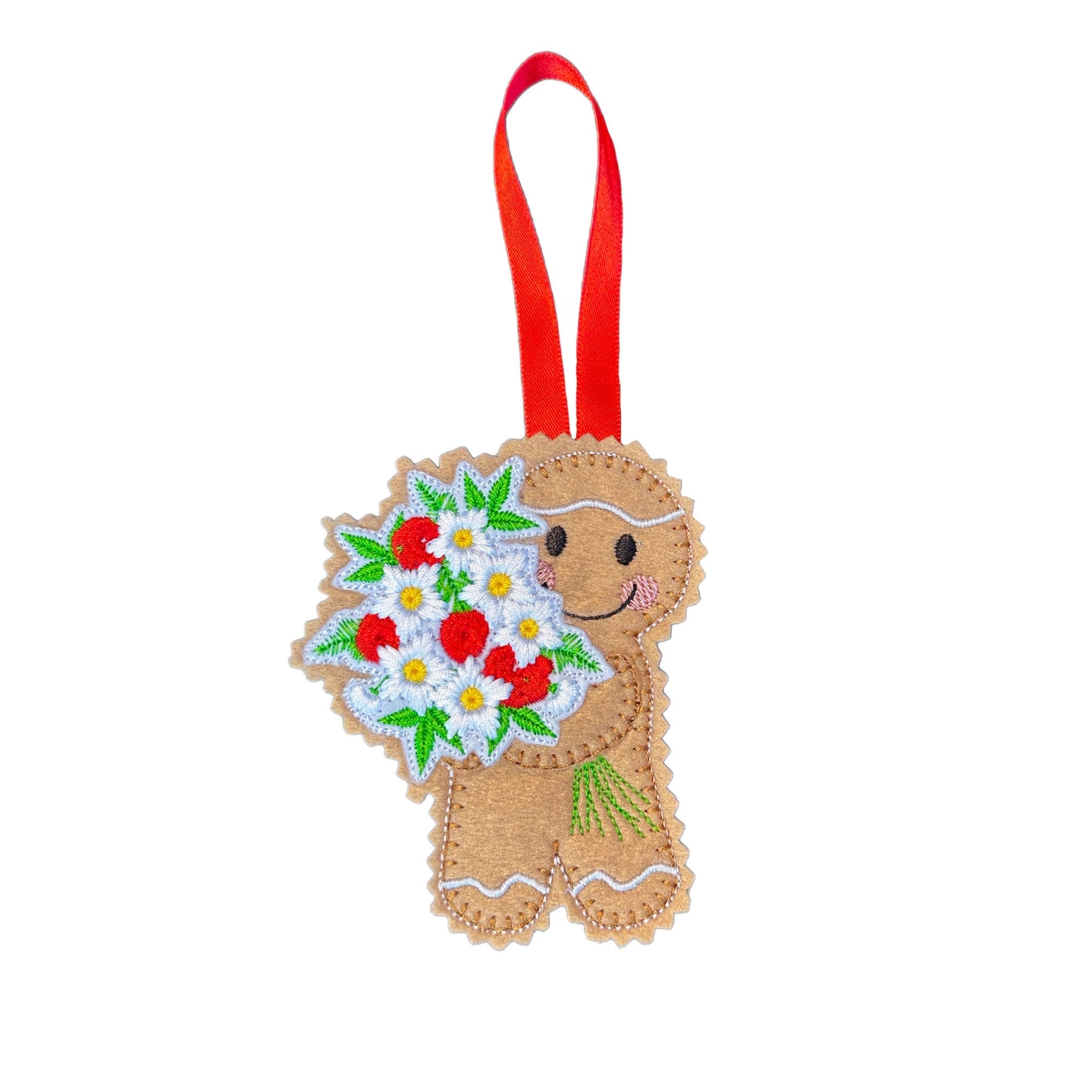 Bouquet of flowers Gingerbread Man Felt Decoration