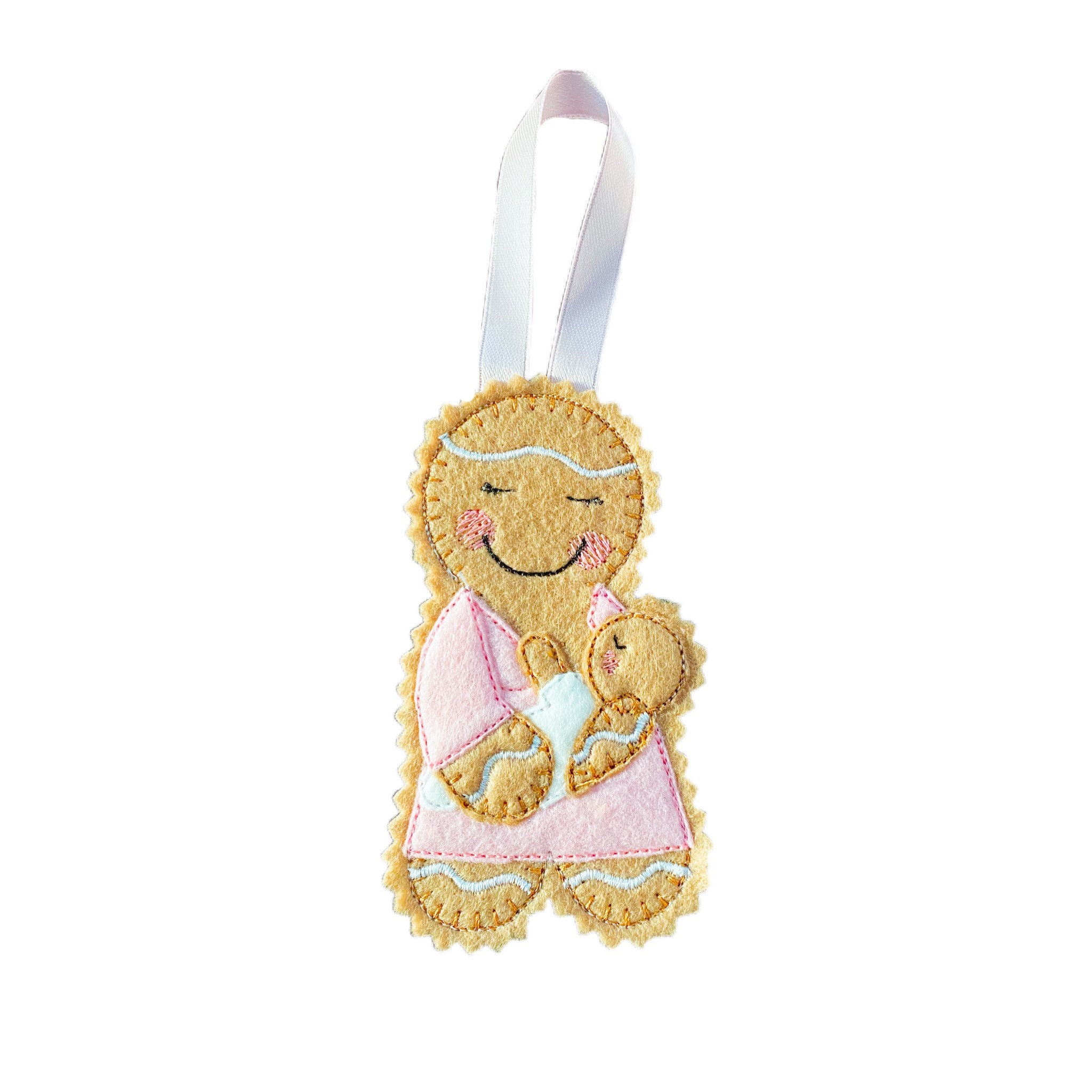 Breast Feeding Mum / Awareness Gingerbread Man Felt Decoration