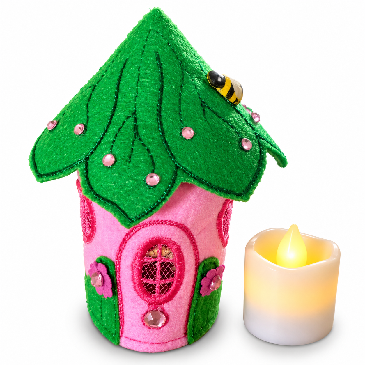 Bumblebee Fairy House Handmade Felt LED Tealight Decoration