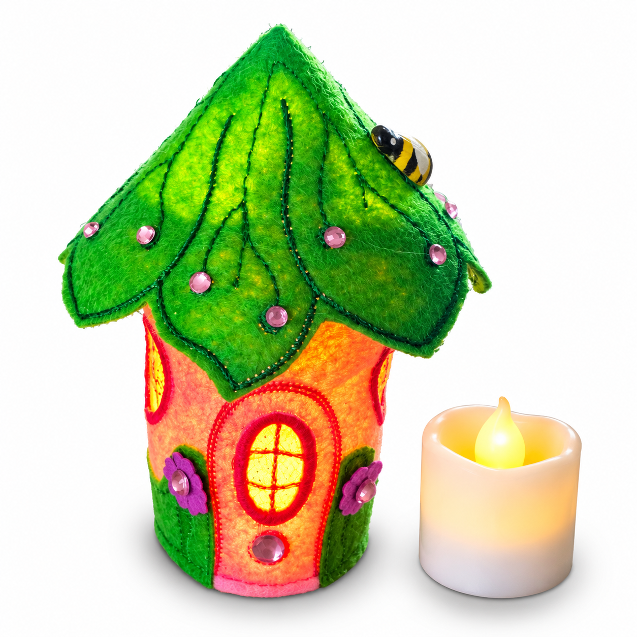 Bumblebee Fairy House Handmade Felt LED Tealight Decoration — image 3