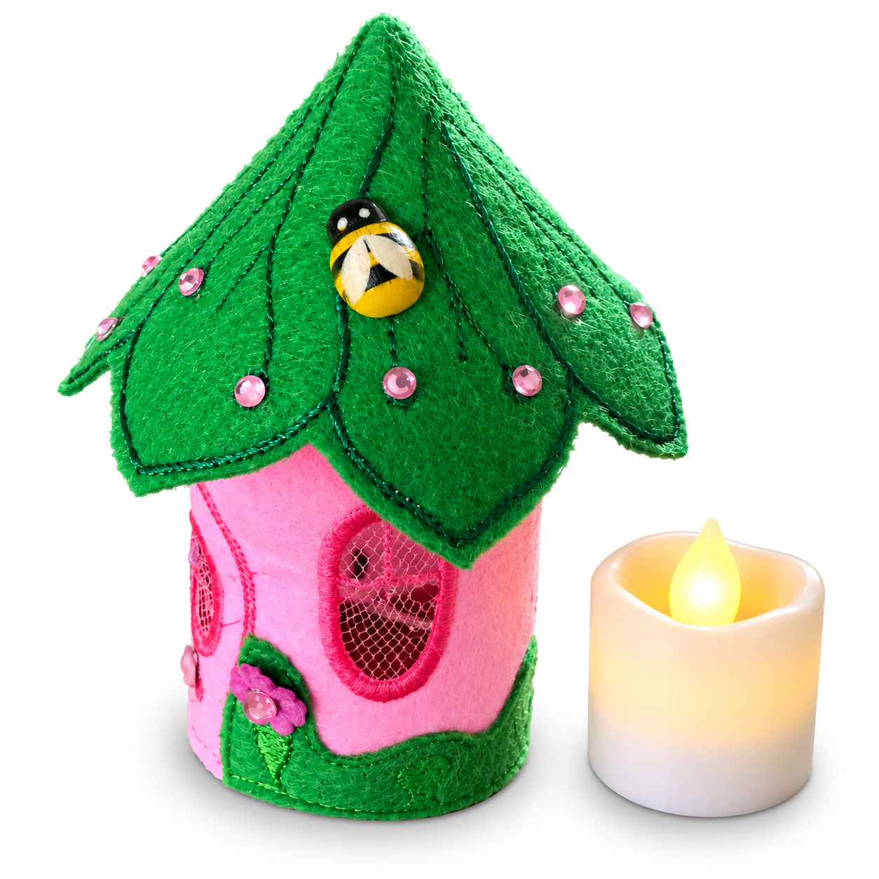 Bumblebee Fairy House Handmade Felt LED Tealight Decoration — image 2