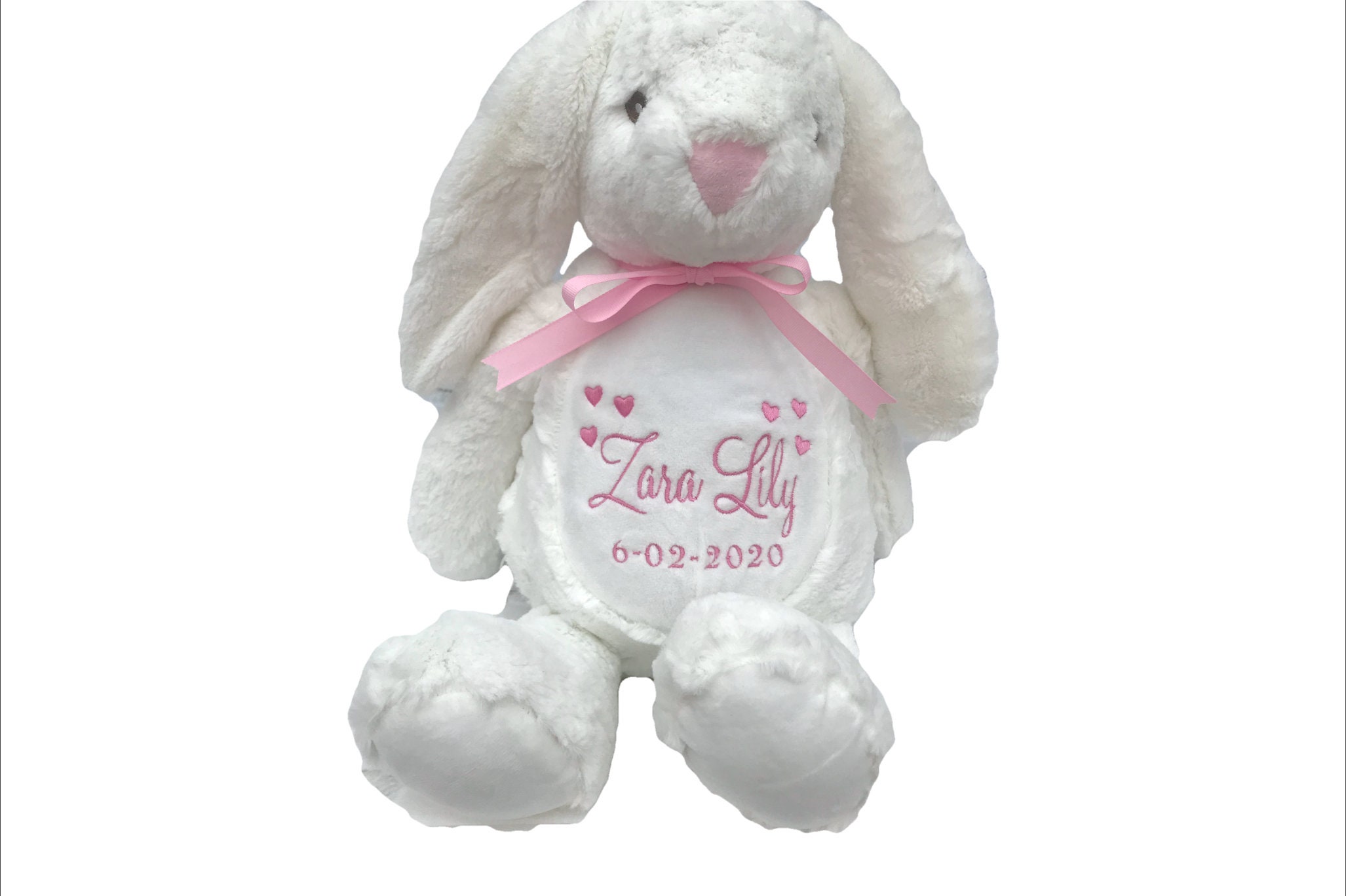 Bunny Rabbit Personalised Soft Toy,  Personalised Embroidered Teddy, Custom bear, girl / boy birthday gift. — image 2