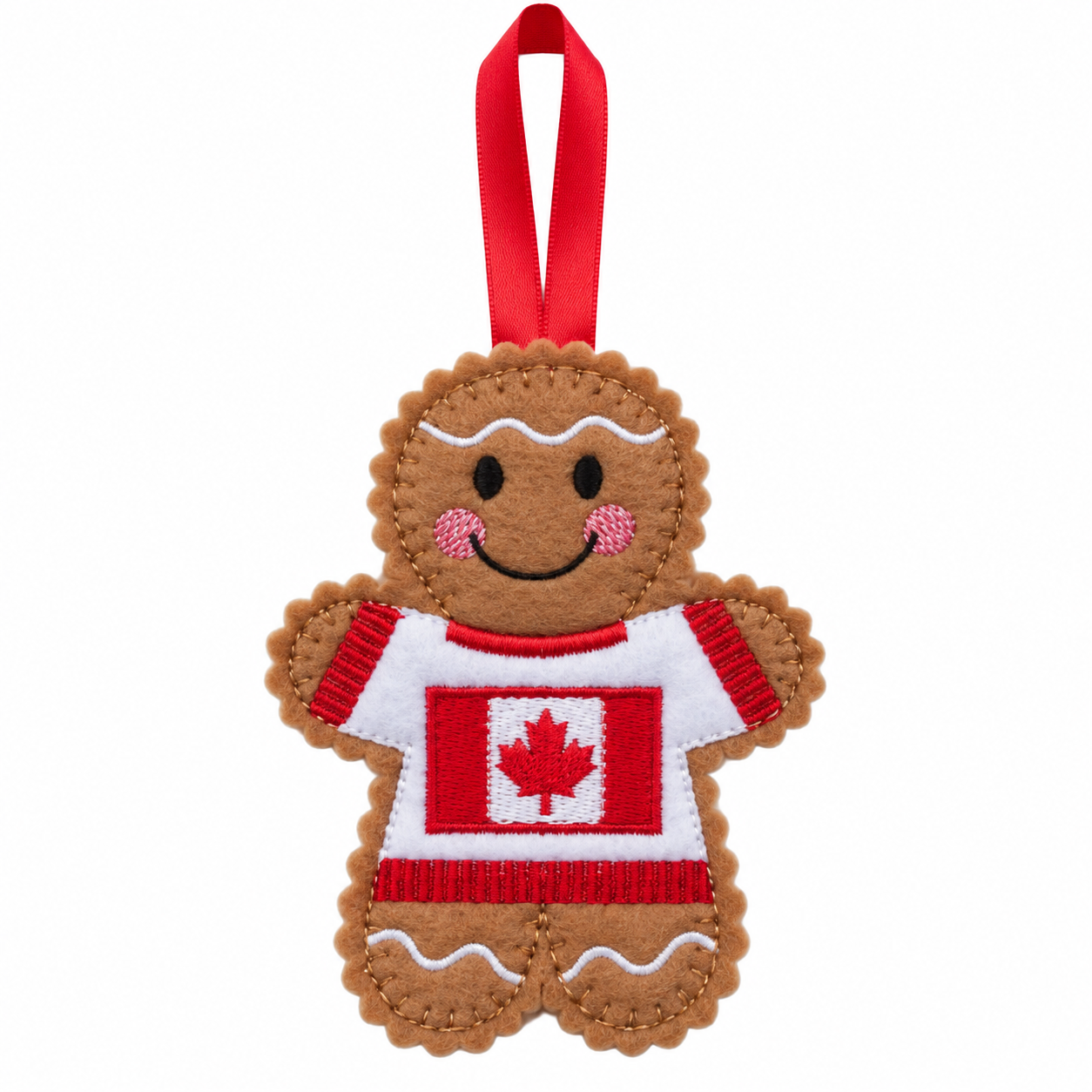 Canadian Flag Jumper Felt Gingerbread Handmade Christmas Decoration