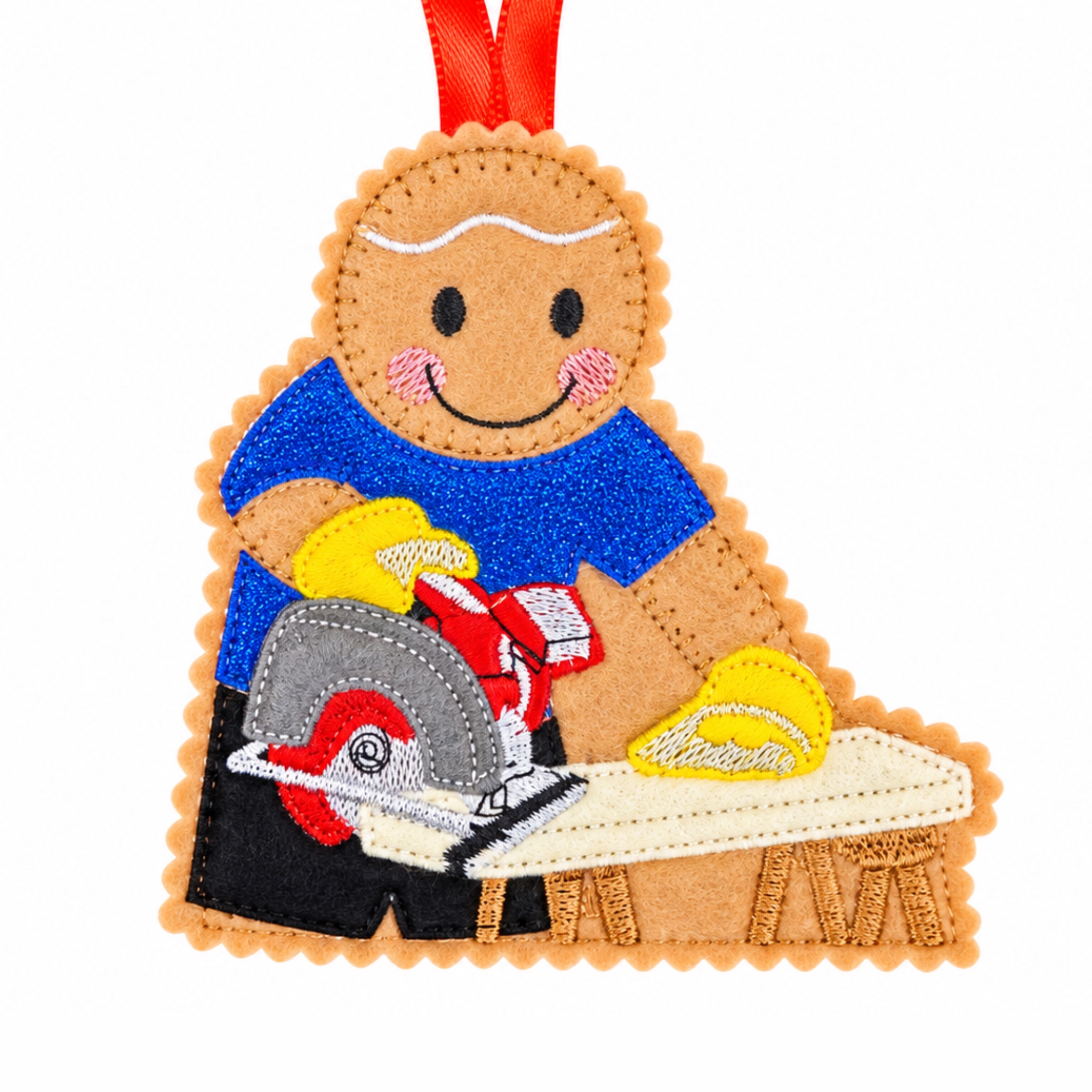 Carpenter Circular Saw Felt Gingerbread Handmade Christmas Decoration