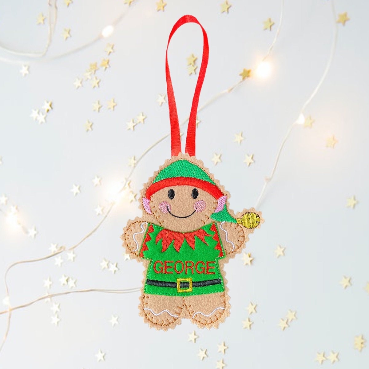 Christmas Elf Gingerbread Man Felt Decoration — image 2