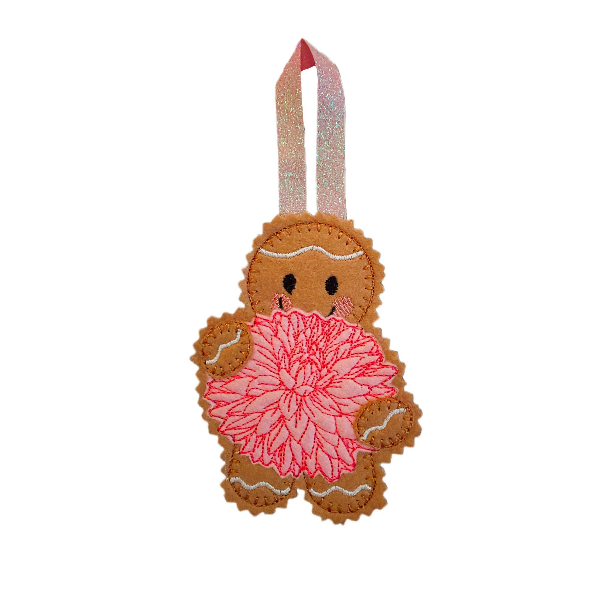 Chrysanthemum - November Birth Month Flower Gingerbread Man Felt Decoration