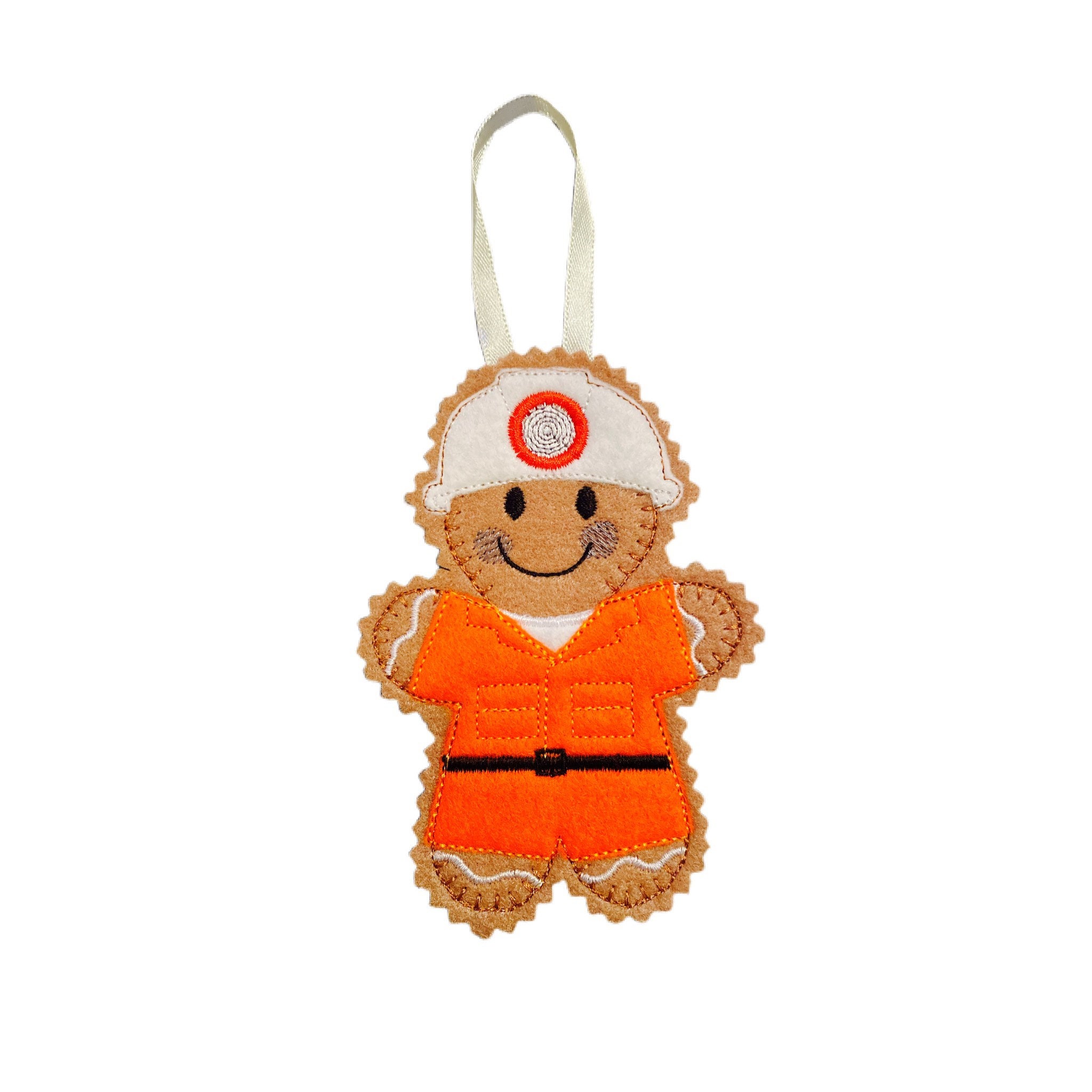 Coal Miner Gingerbread Man Felt Decoration