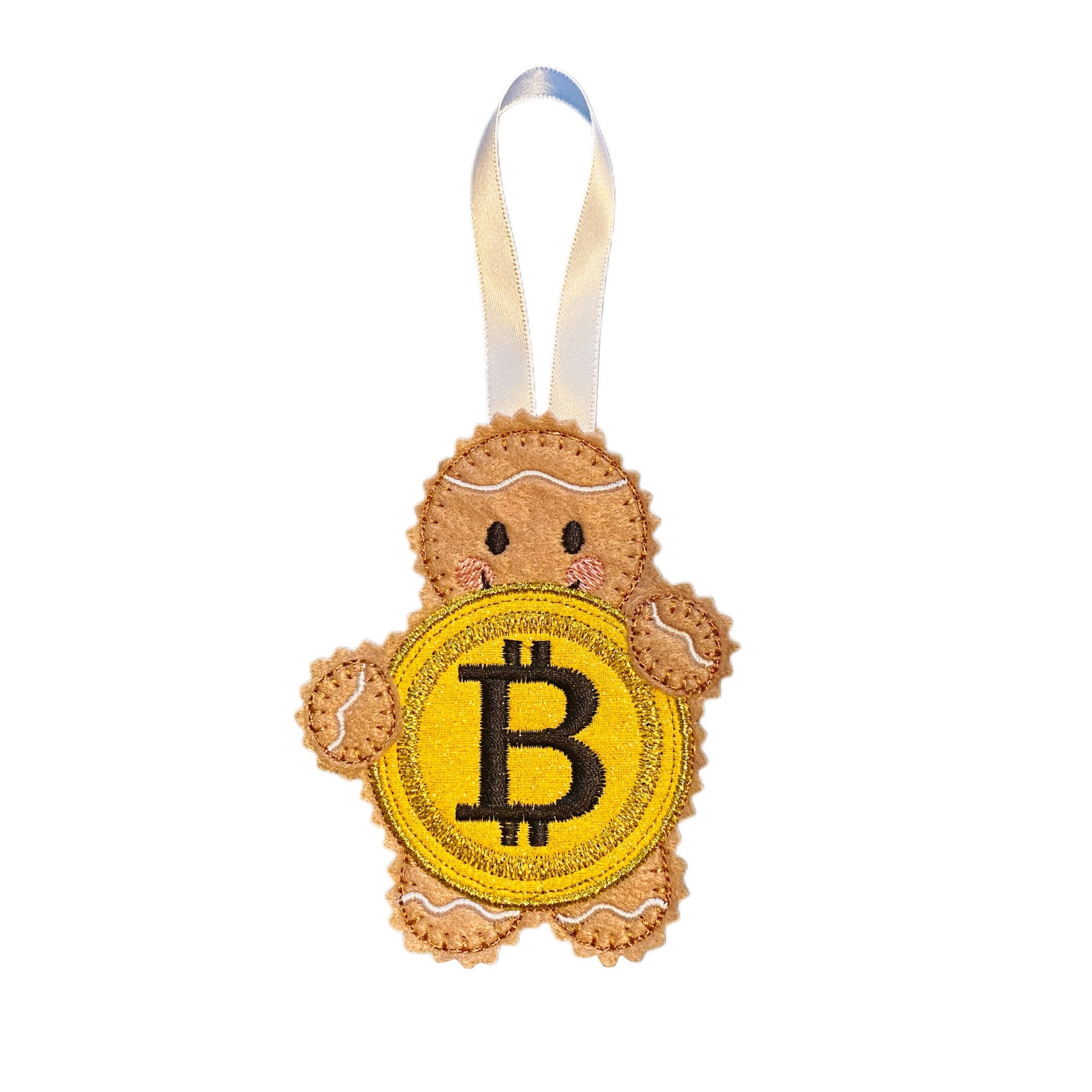 Crypto Bitcoin Gingerbread Man Felt Decoration