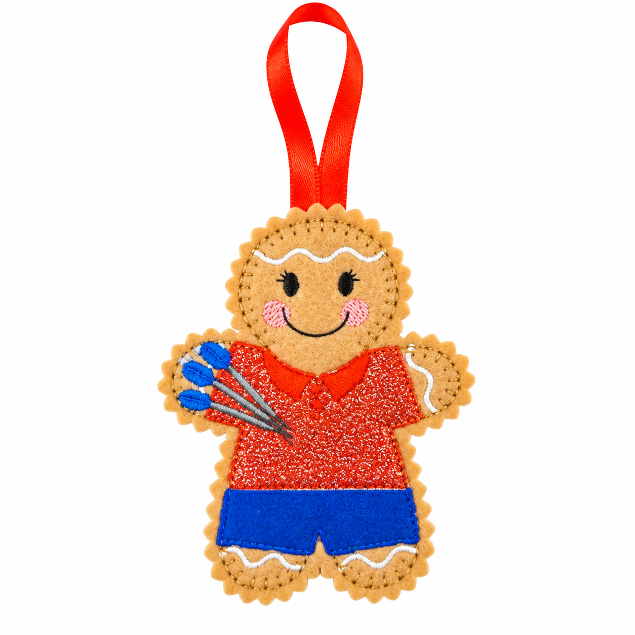 Darts Player Felt Gingerbread Handmade Christmas Decoration — image 2