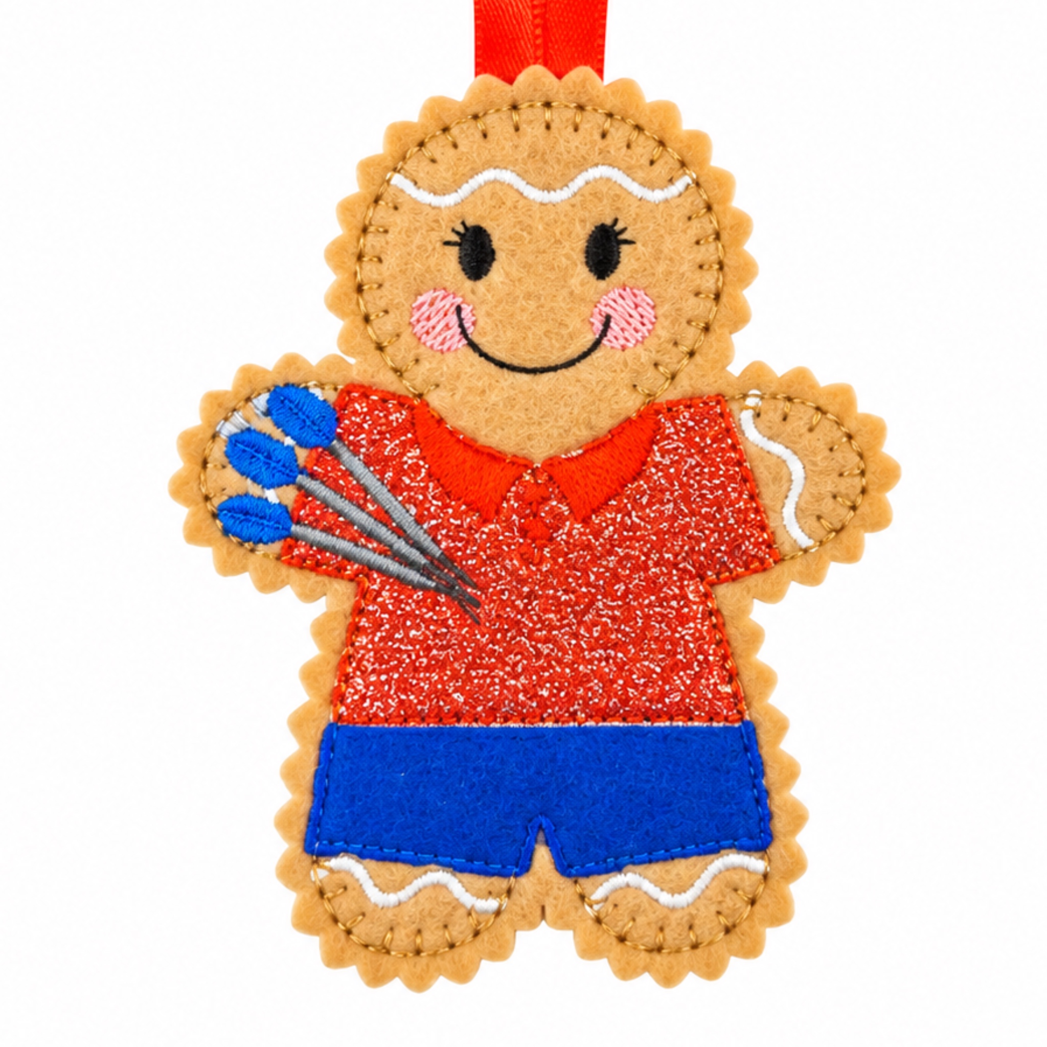 Darts Player Felt Gingerbread Handmade Christmas Decoration