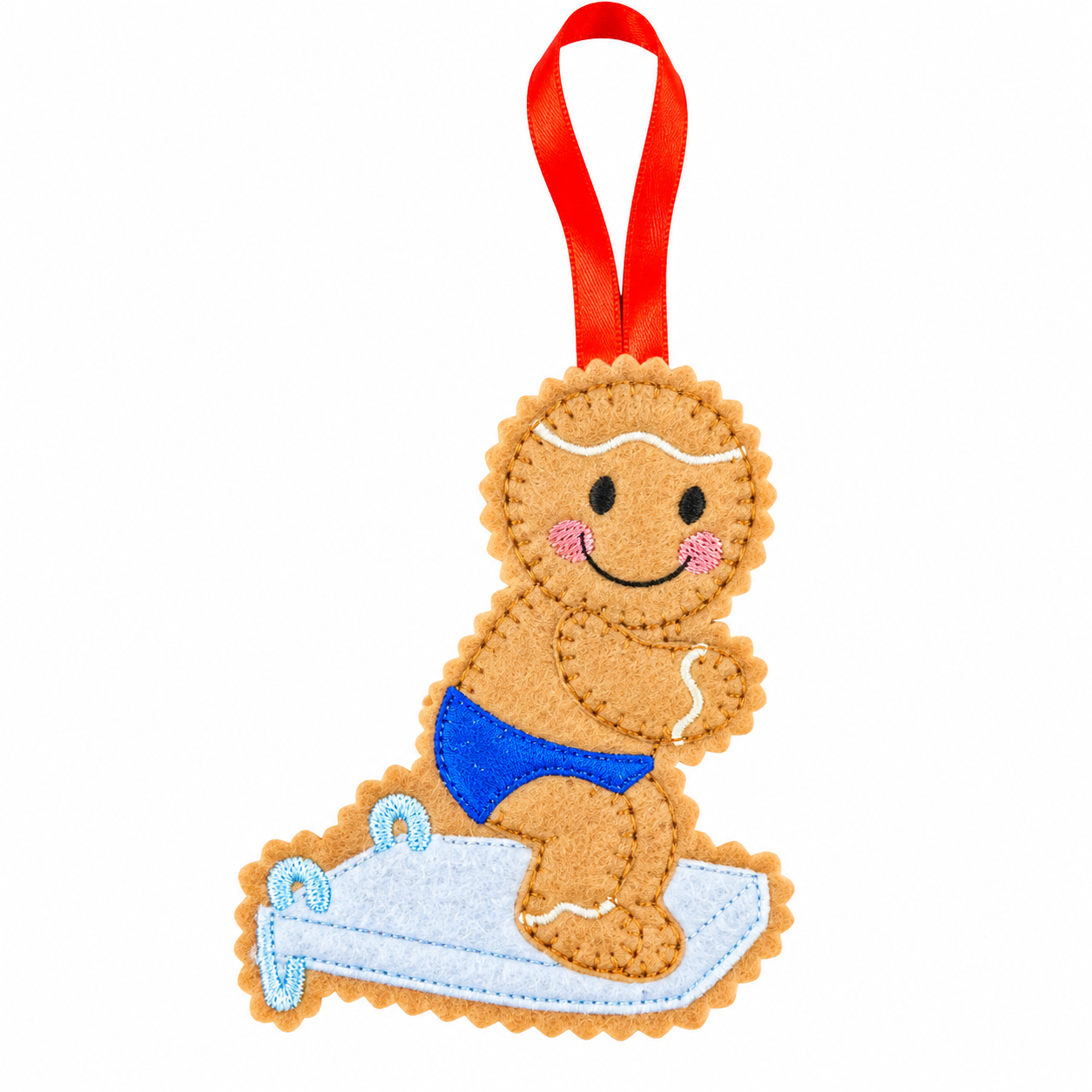 Diving Board Swimmer Felt Gingerbread Handmade Christmas Decoration — image 6