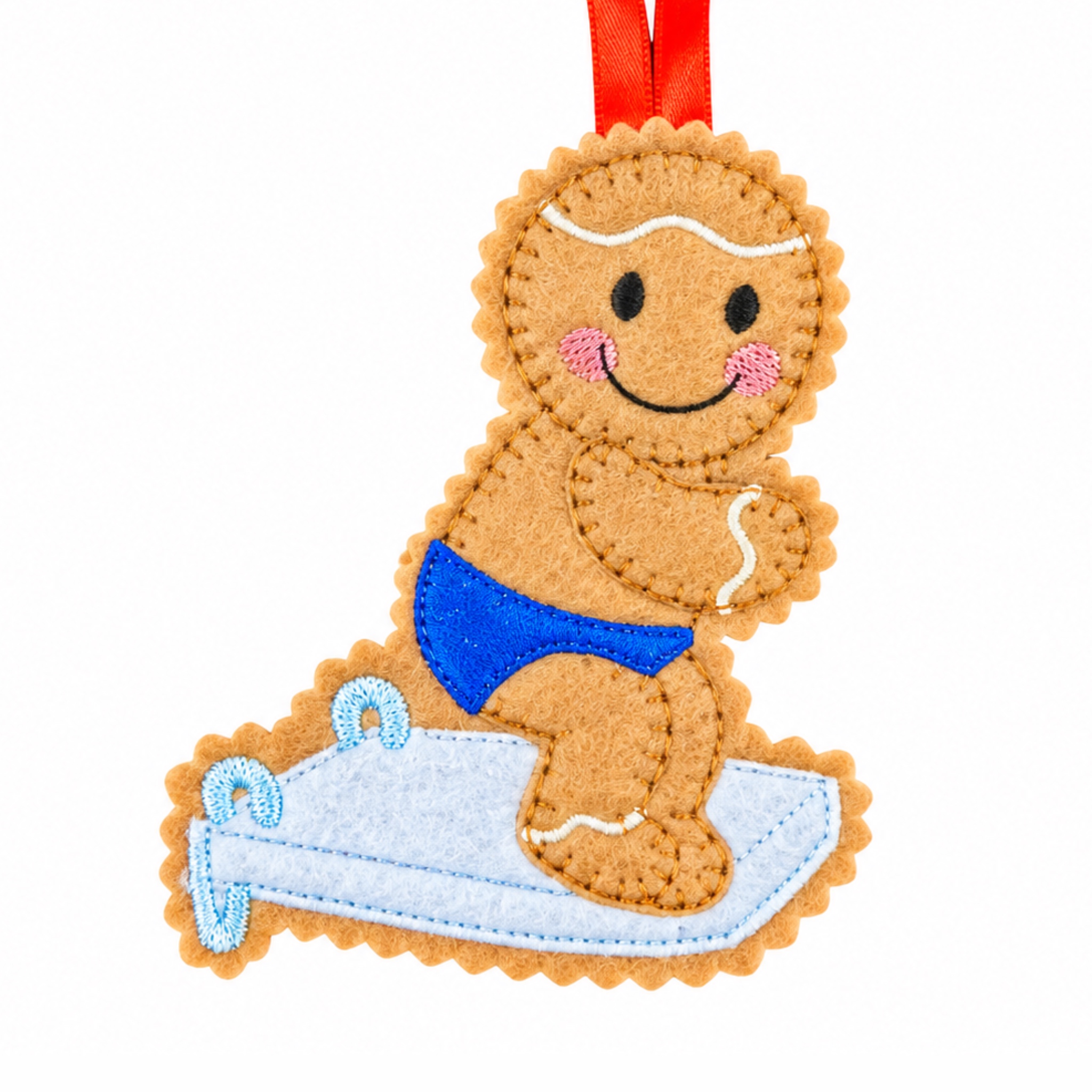 Diving Board Swimmer Felt Gingerbread Handmade Christmas Decoration