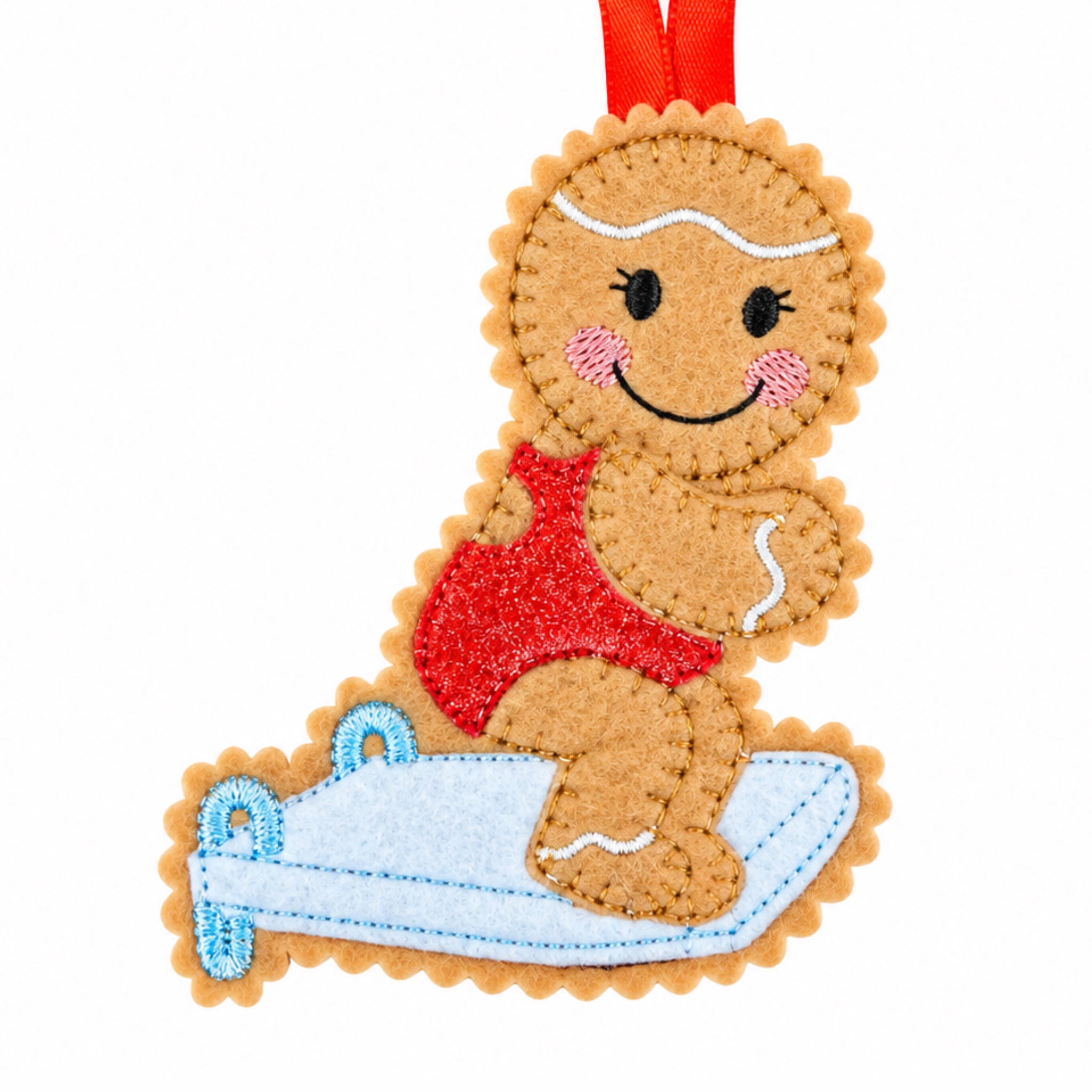 Diving Board Swimmer Felt Gingerbread Handmade Christmas Decoration — image 2