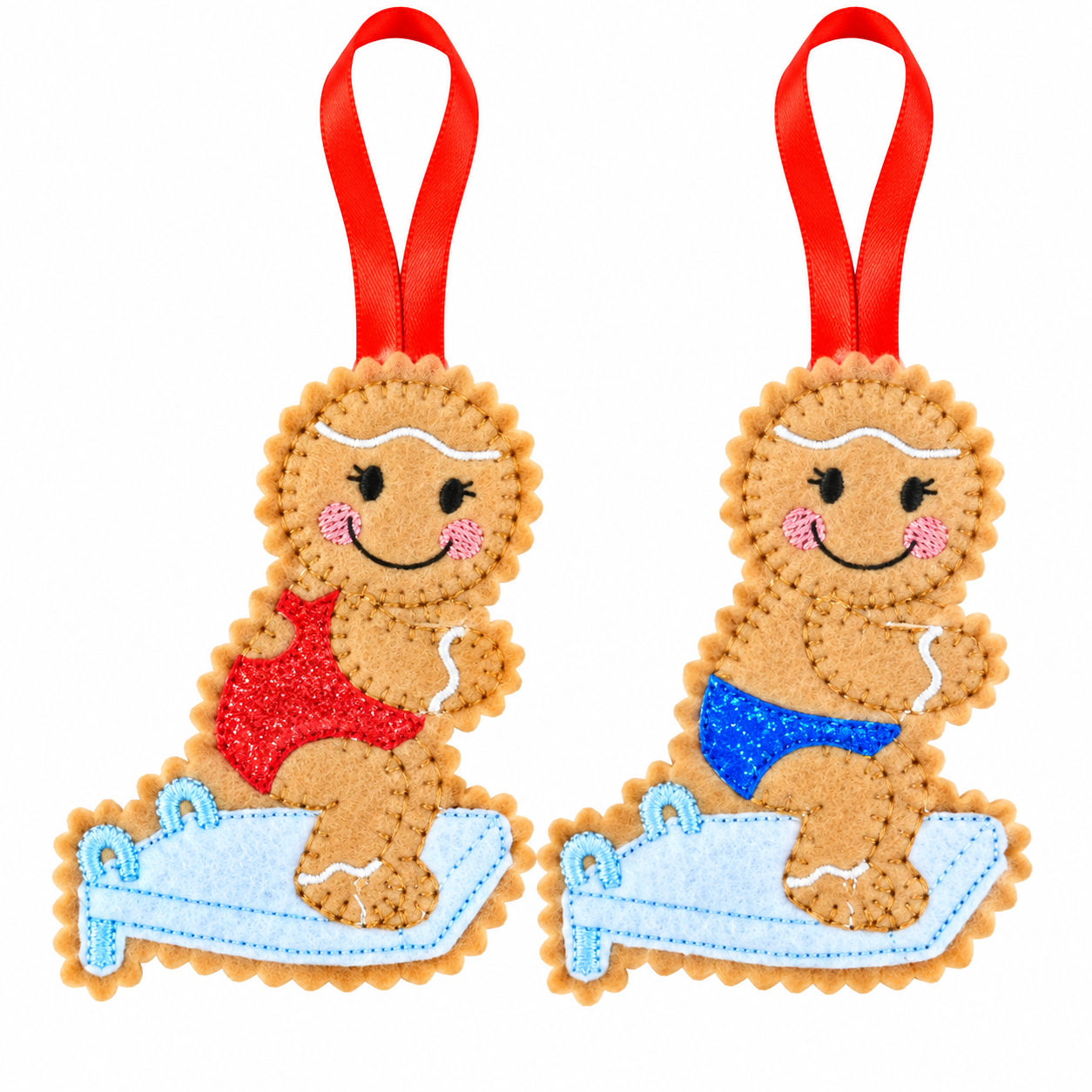 Diving Board Swimmer Felt Gingerbread Handmade Christmas Decoration — image 8