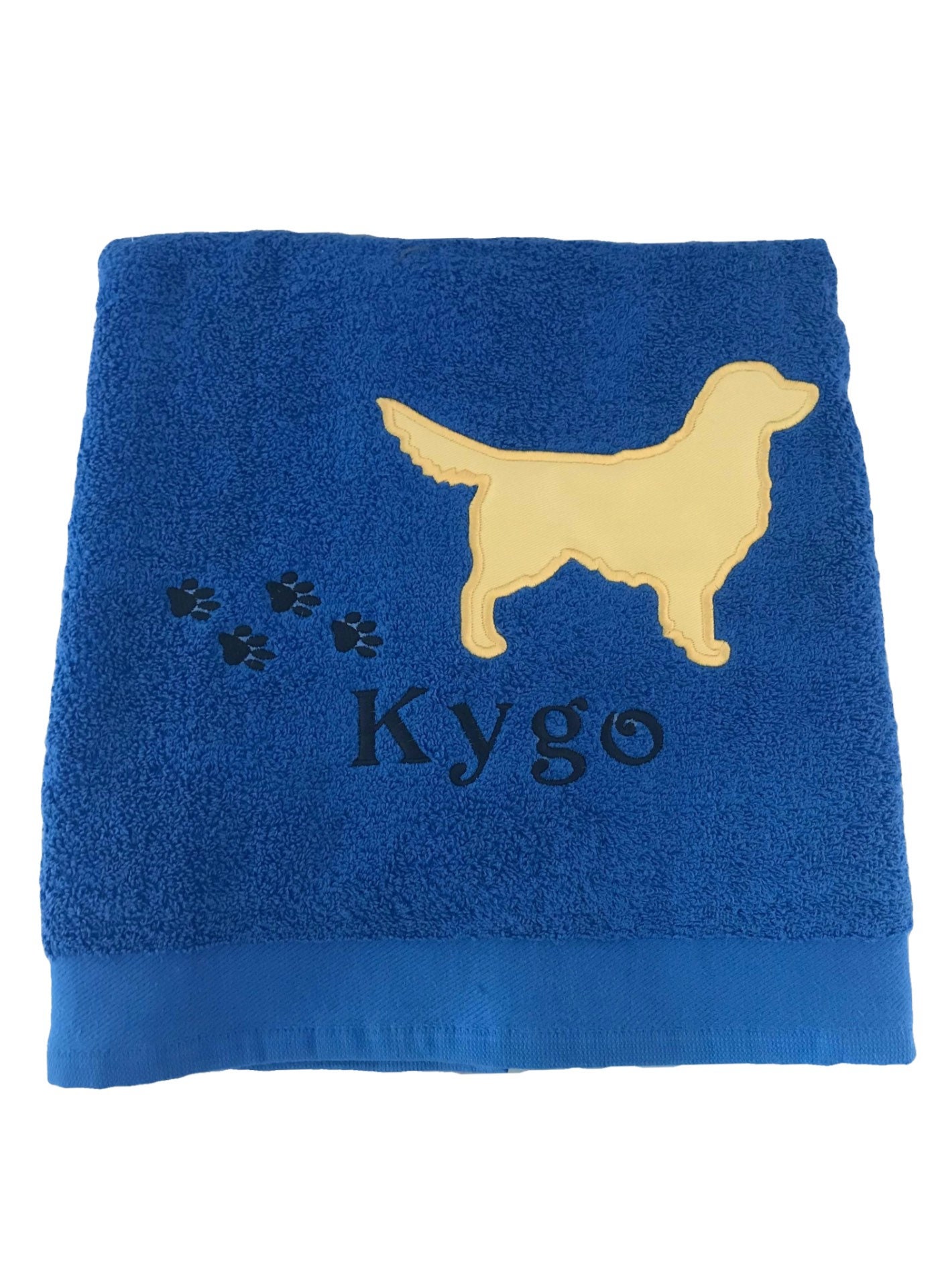 Embroidered Golden Retriever Dog Bath Towel, Personalized Gift