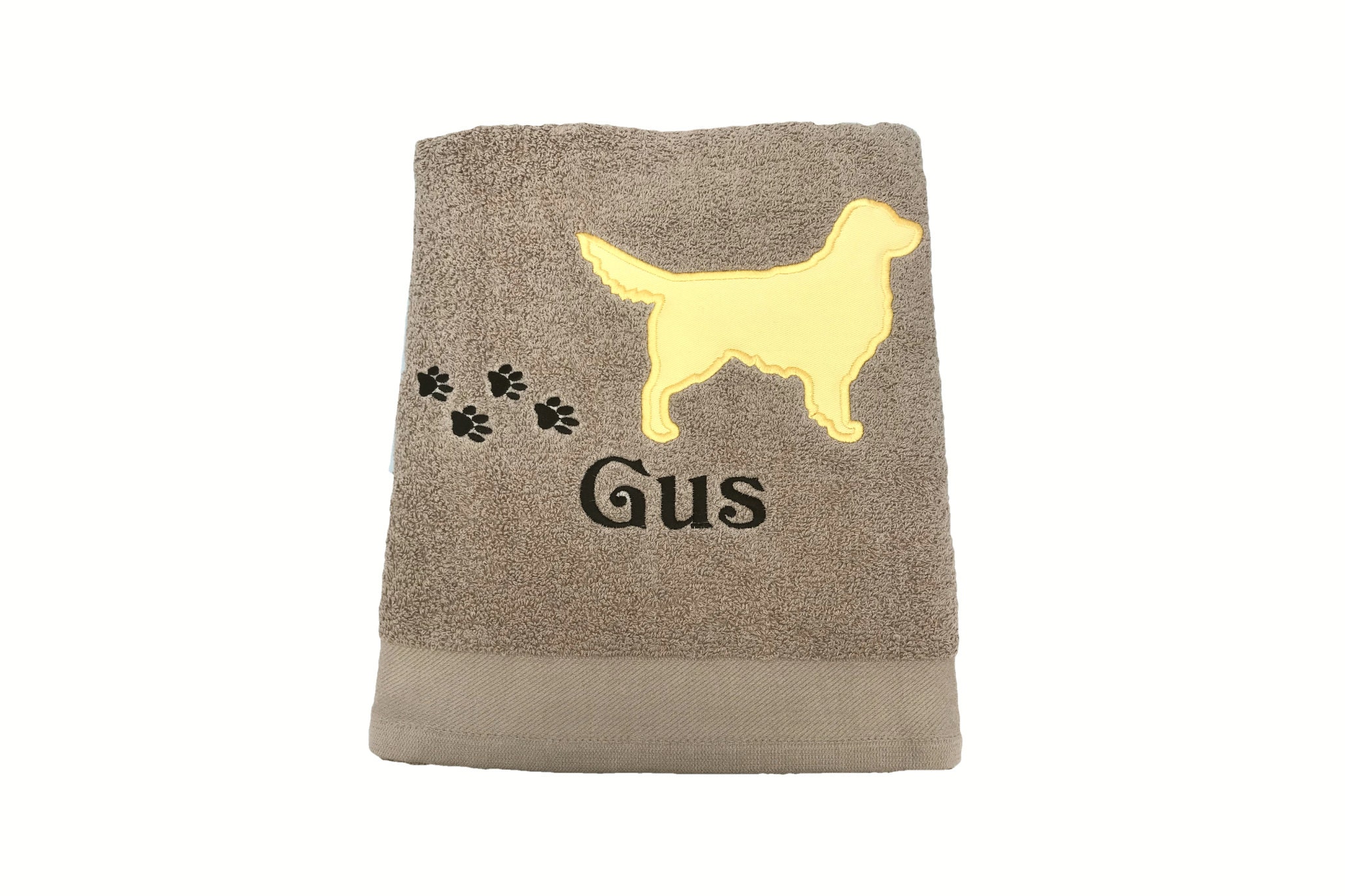 Embroidered Golden Retriever Dog Bath Towel: Personalized Pet Gift
