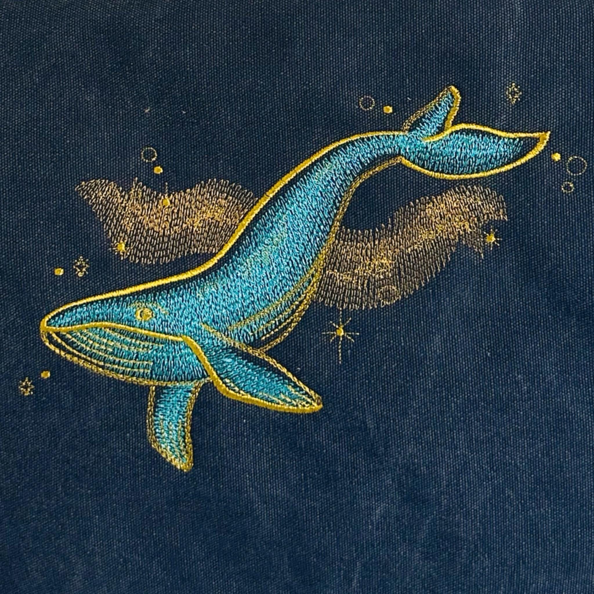 Embroidered Whale Messenger Bag – Cotton Canvas Laptop Shoulder Bag — image 3