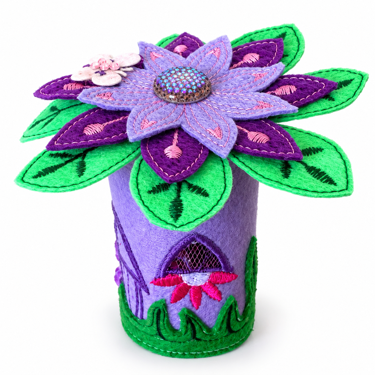 Enchanted Blossom Felt Fairy House Handmade Flower Cottage — image 3