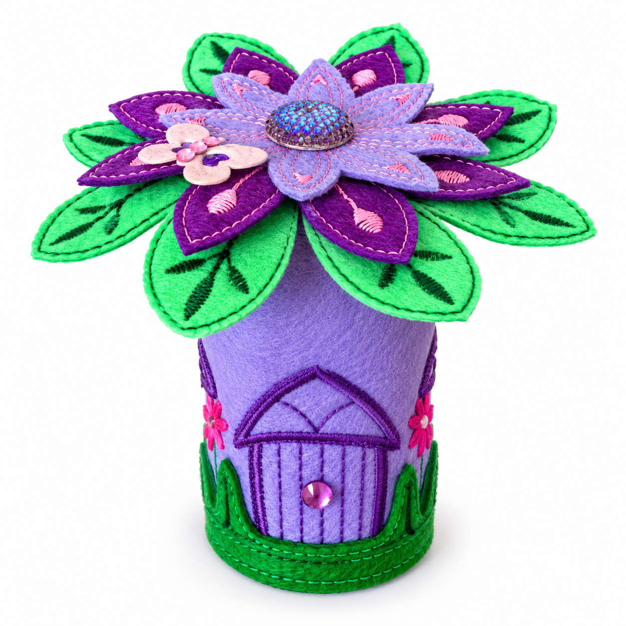 Enchanted Blossom Felt Fairy House Handmade Flower Cottage — image 4