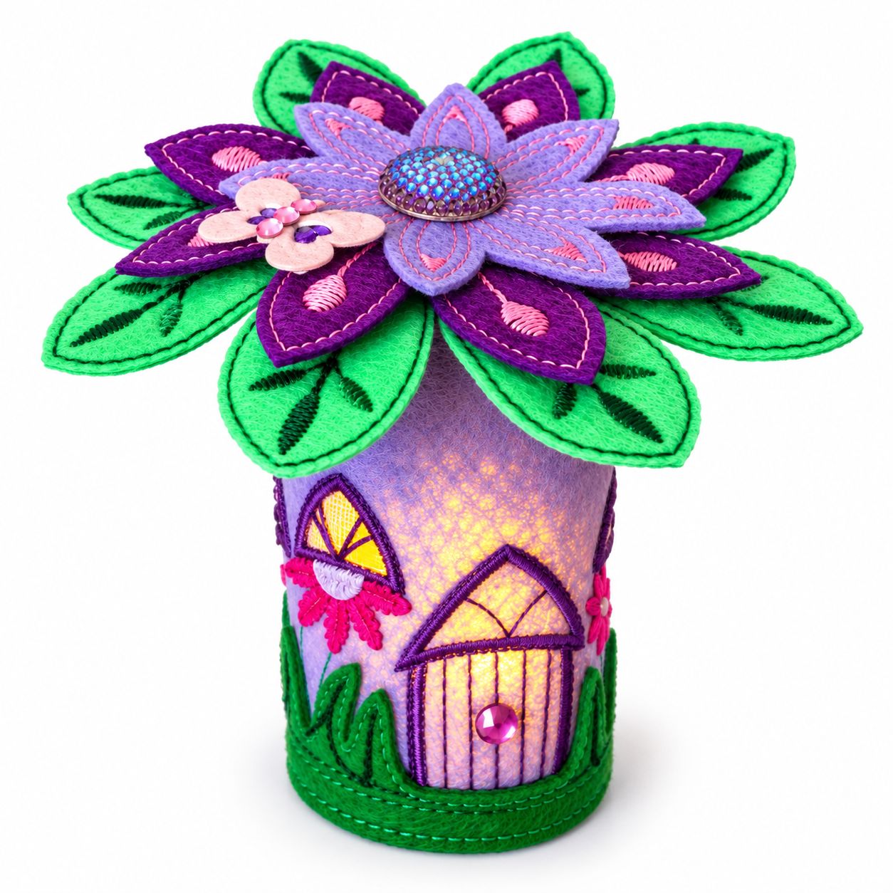 Enchanted Blossom Felt Fairy House Handmade Flower Cottage