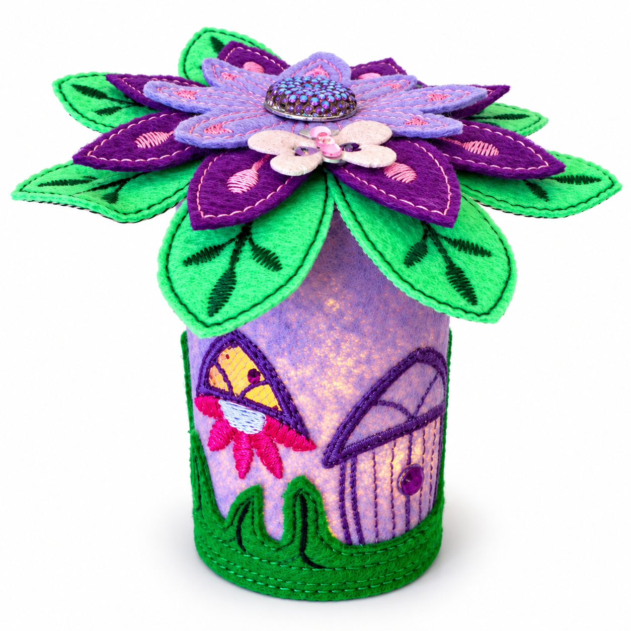 Enchanted Blossom Felt Fairy House Handmade Flower Cottage — image 2