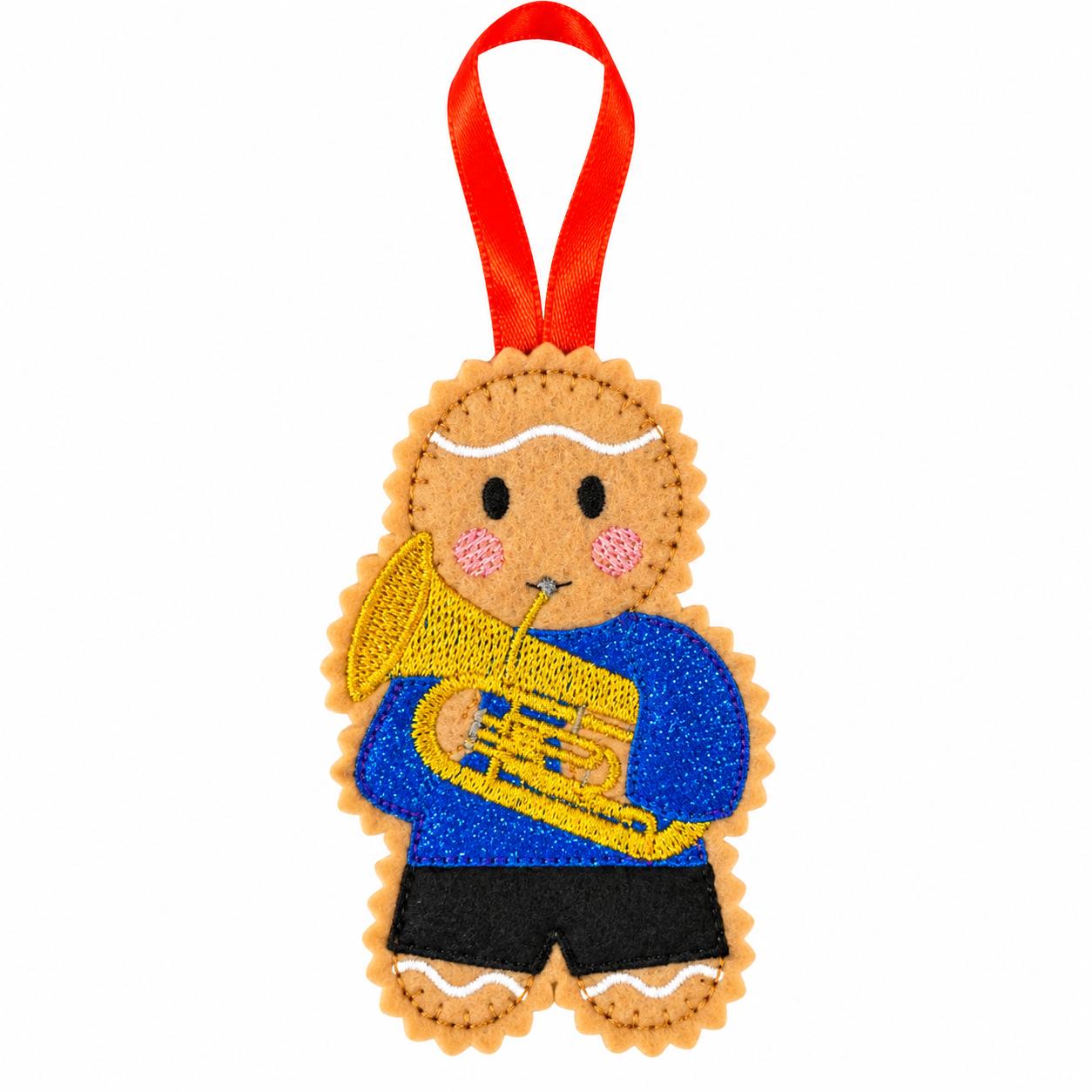 Euphonium Player Felt Gingerbread Handmade Christmas Decoration — image 2