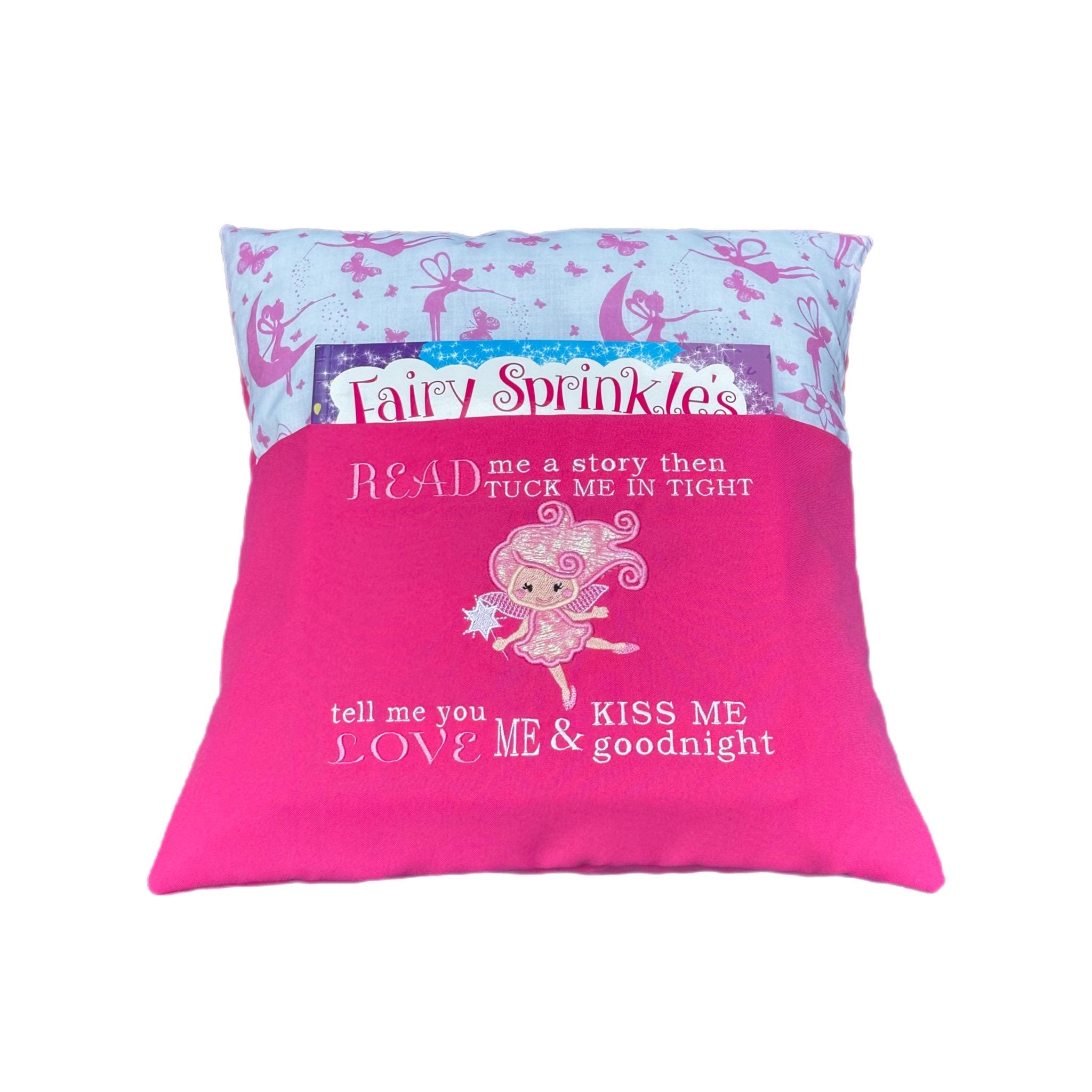Fairy Tale Book Cushion: Embroidered Reading Pillow with Pocket — image 2