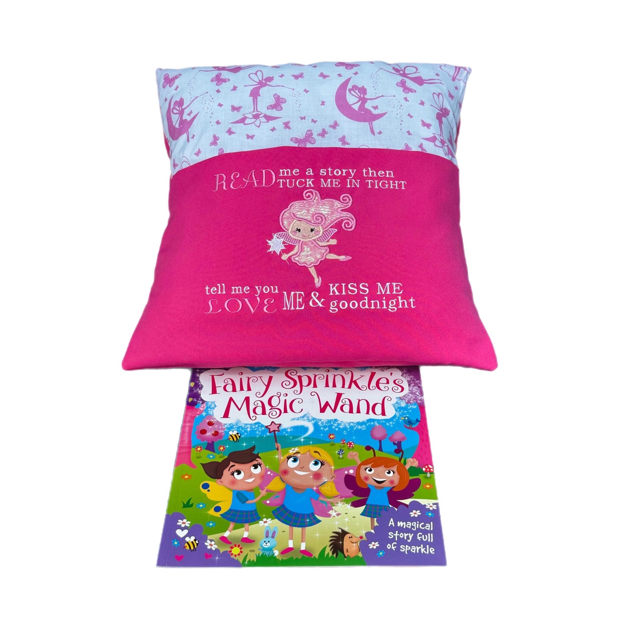 Fairy Tale Book Cushion: Embroidered Reading Pillow with Pocket — image 3