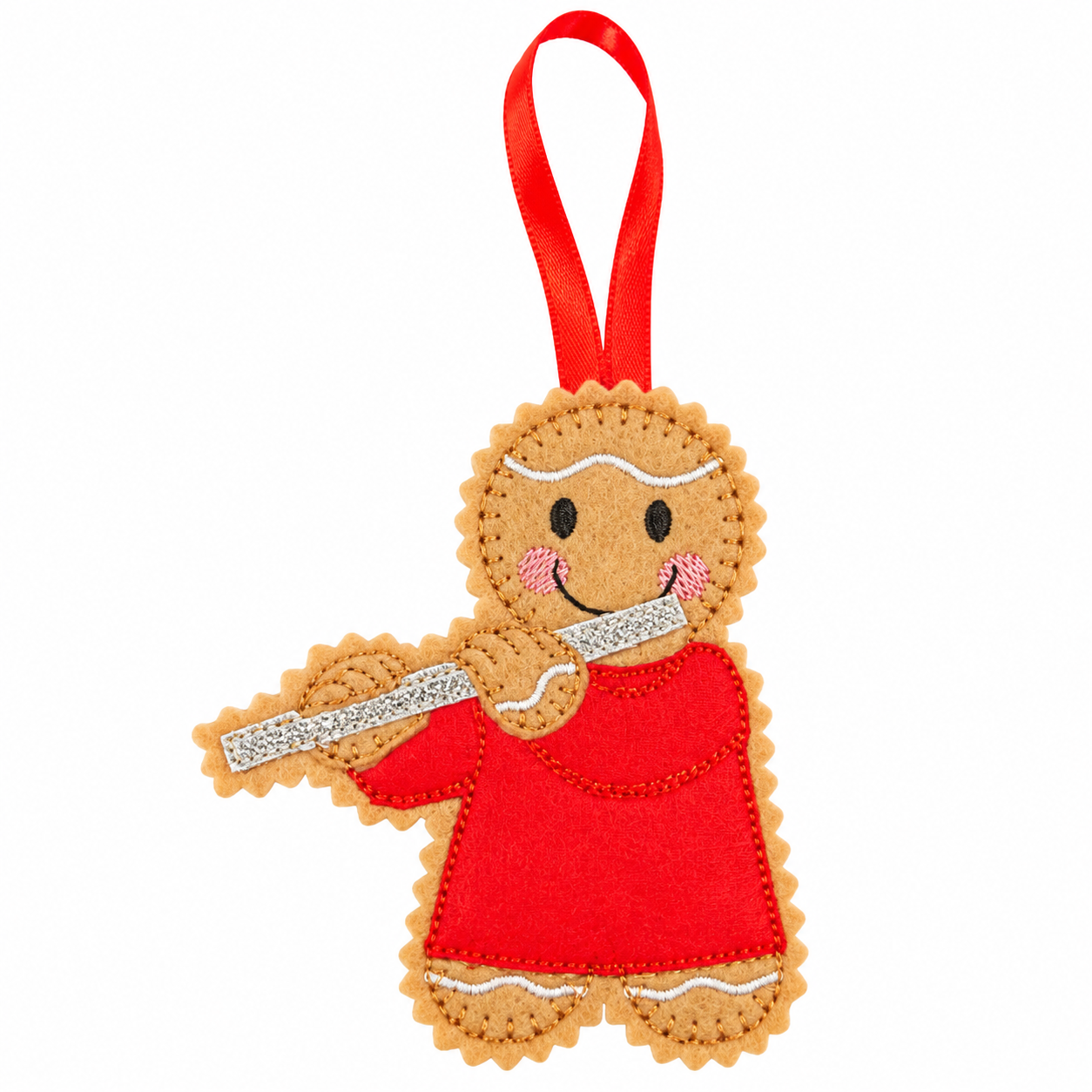 Flute Player Felt Gingerbread Handmade Christmas Decoration — image 2