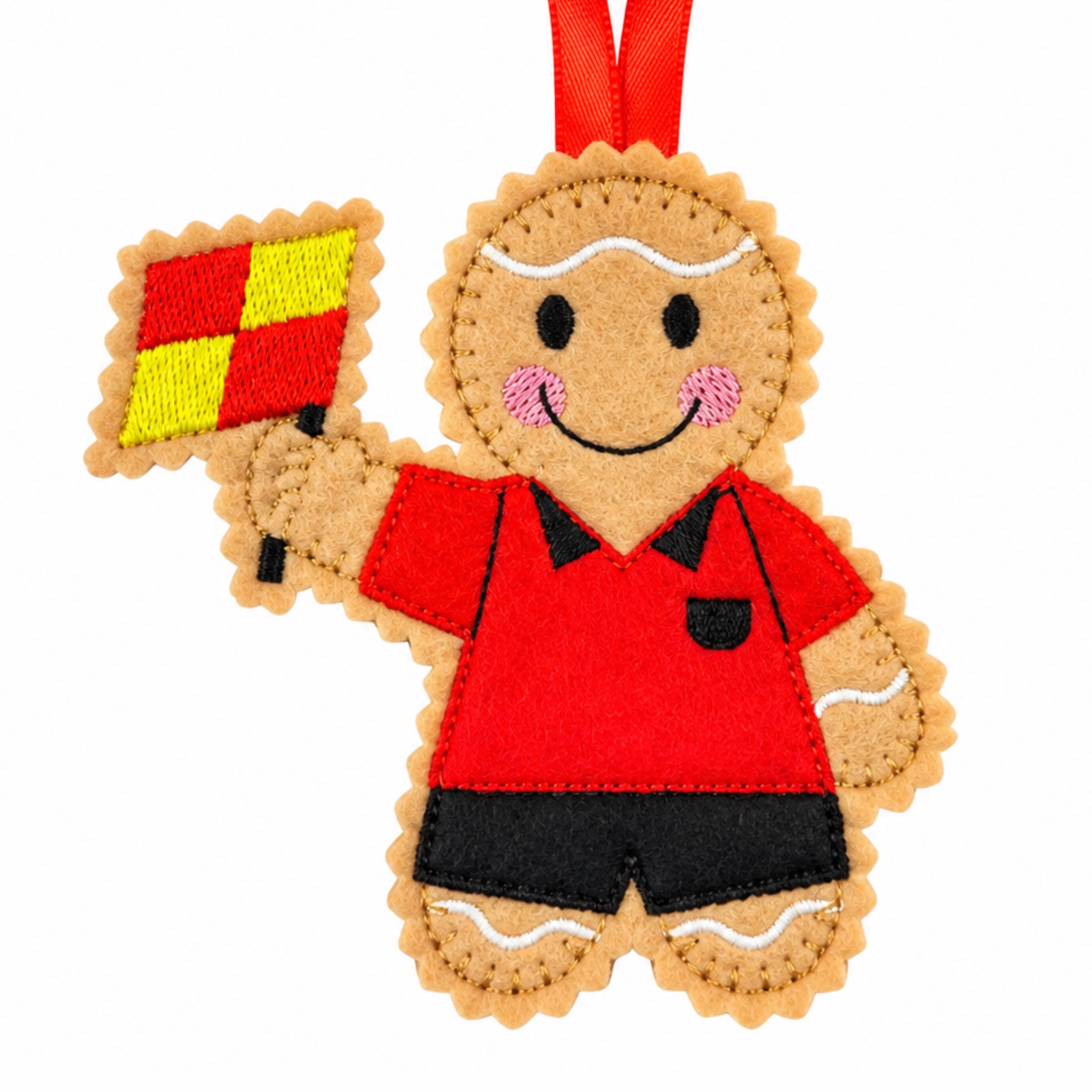 Football Linesman Felt Gingerbread Handmade Christmas Decoration
