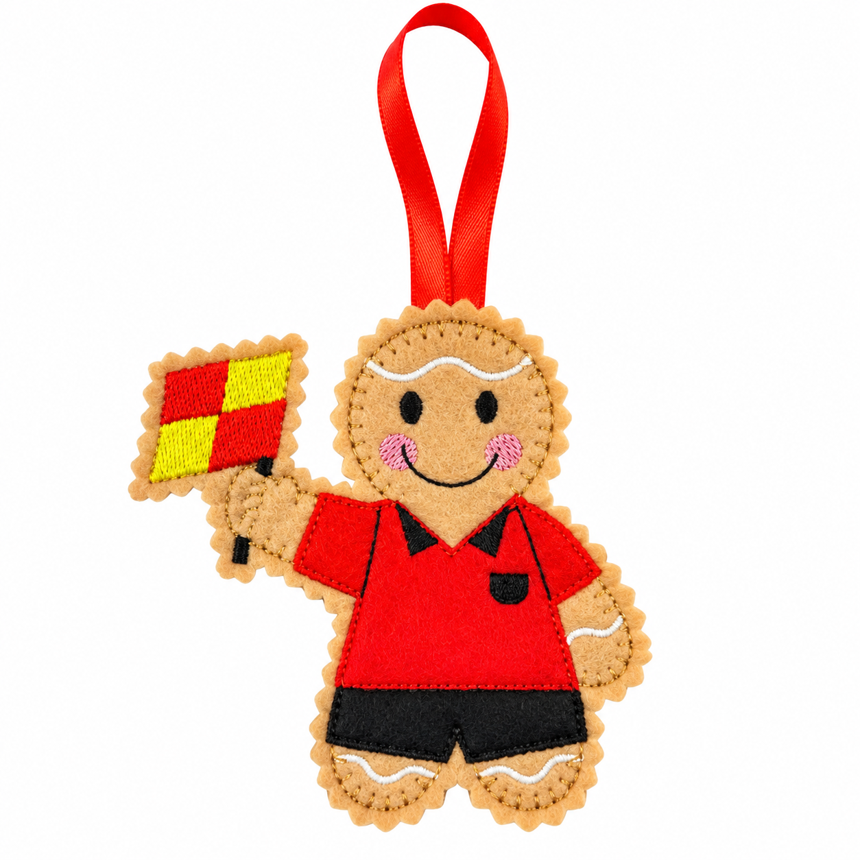 Football Linesman Felt Gingerbread Handmade Christmas Decoration — image 2