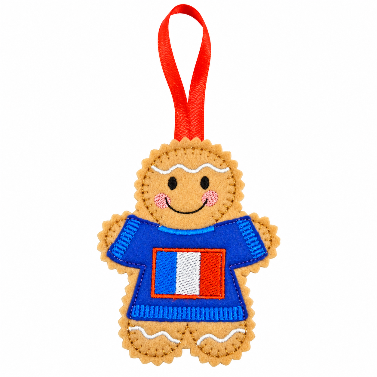 French Flag Felt Gingerbread Handmade Christmas Decoration
