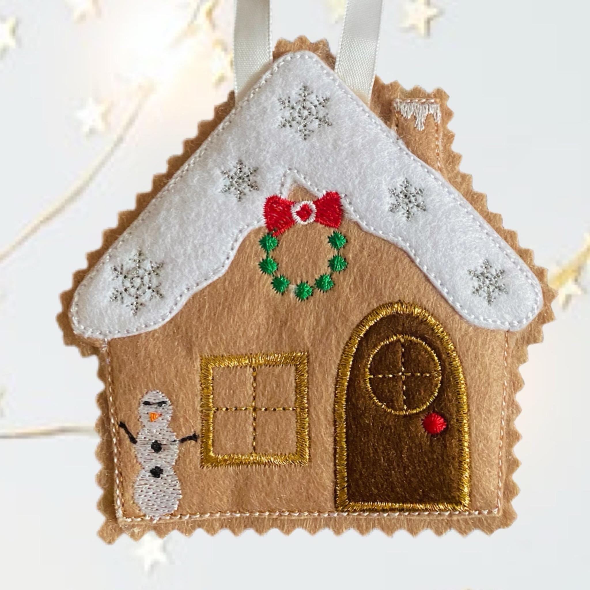 Gingerbread Felt Decoration- Christmas Gingerbread House - Snowman — image 3
