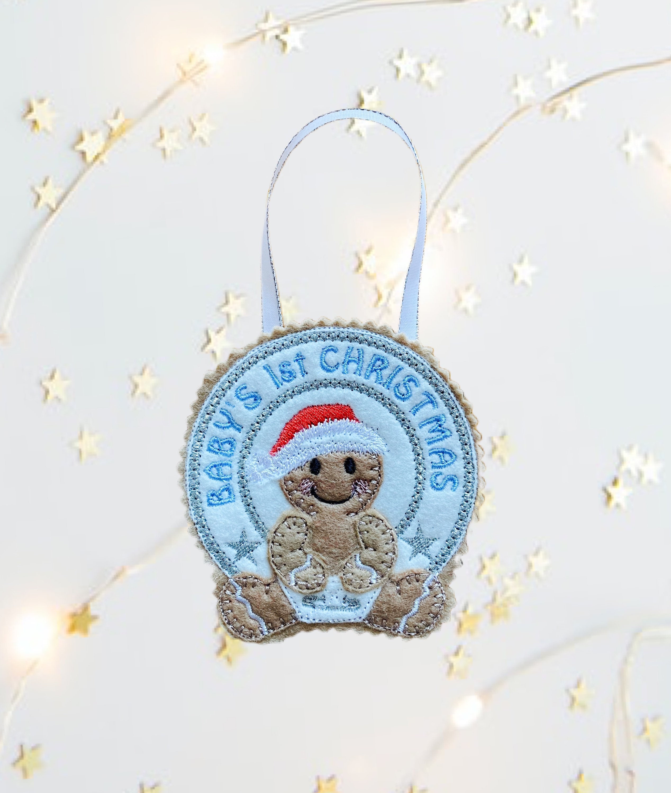 Gingerbread Man Felt Decoration- Baby’s 1st Christmas — image 2