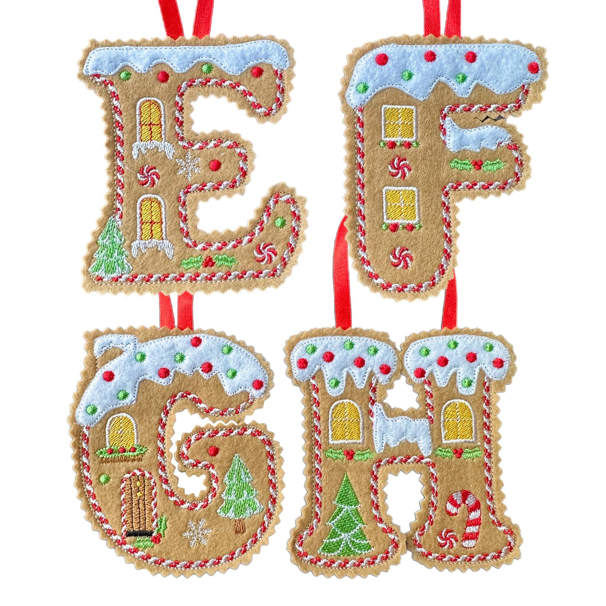 Initial Gingerbread Letter Decoration – Personalised Felt Ornament / Gift Tag — image 3