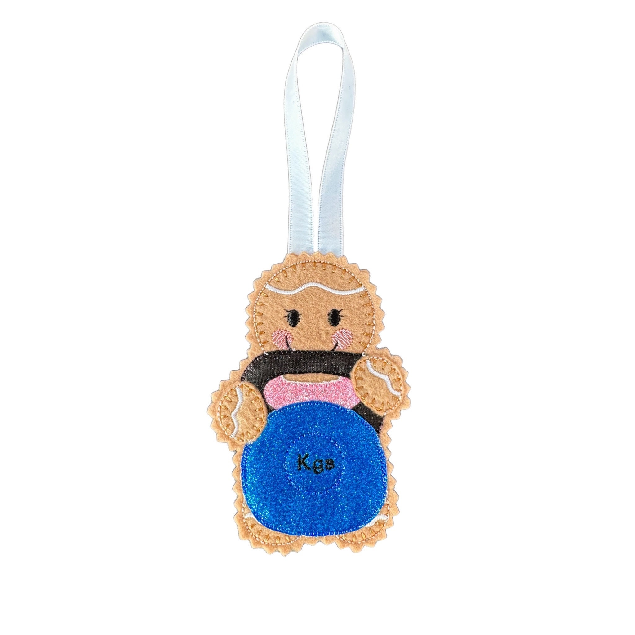 Kettle Bell / Gym Personal Trainer Gingerbread Man Felt Decoration