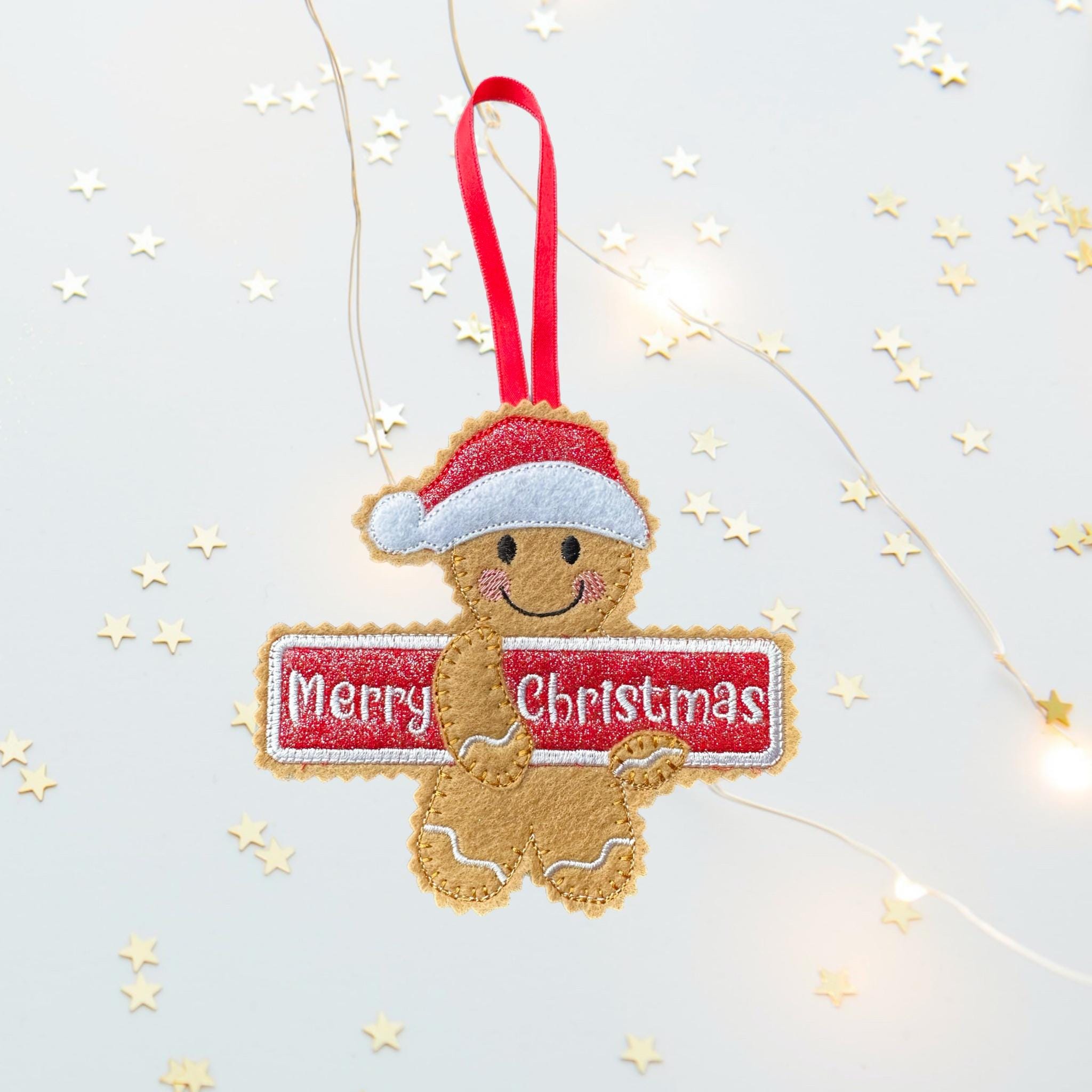 Merry Christmas Sign Gingerbread Man Felt Decoration — image 2