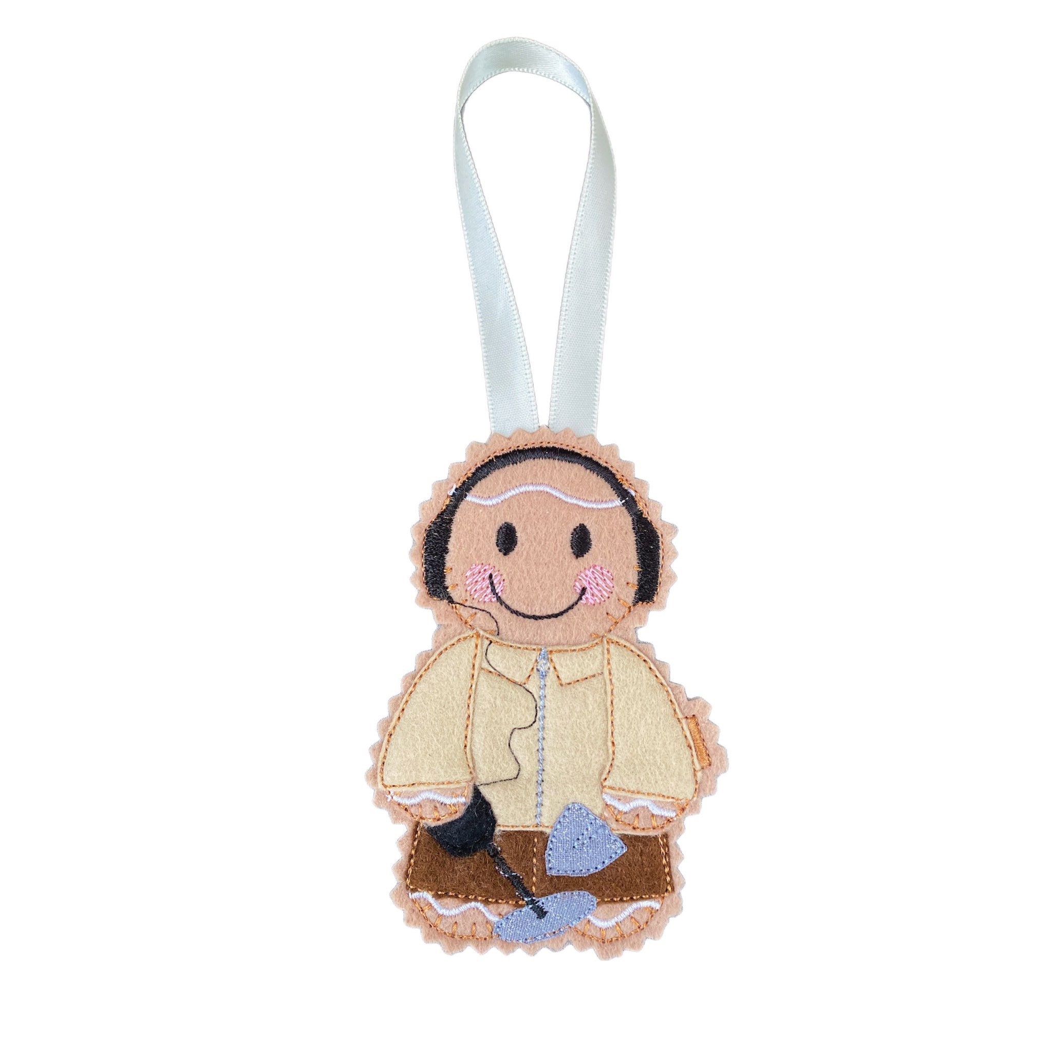 Metal Detector Gingerbread Man Felt Decoration